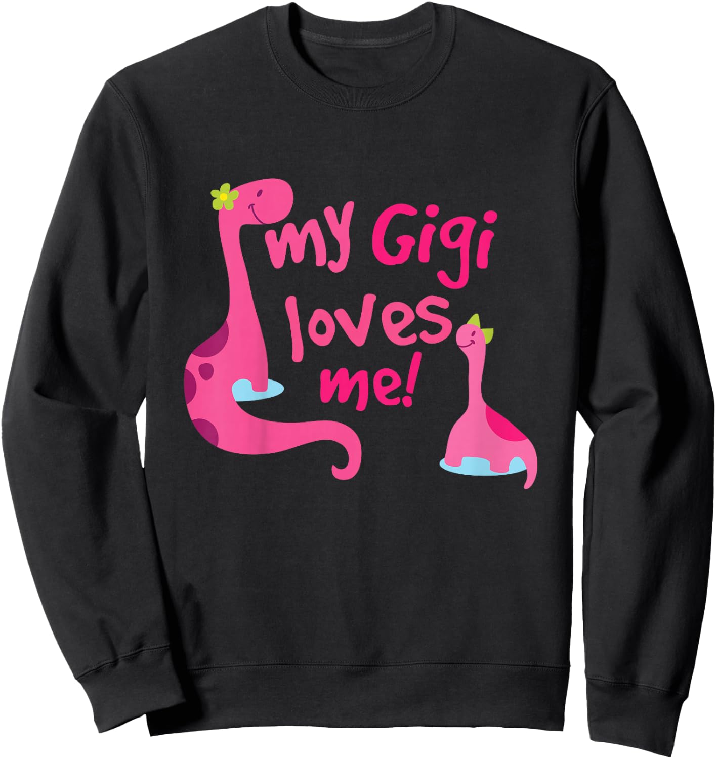 Kids My Gigi Loves Me Cute Granddaughter Dinosaur Sweatshirt - Sweatshirt | Black