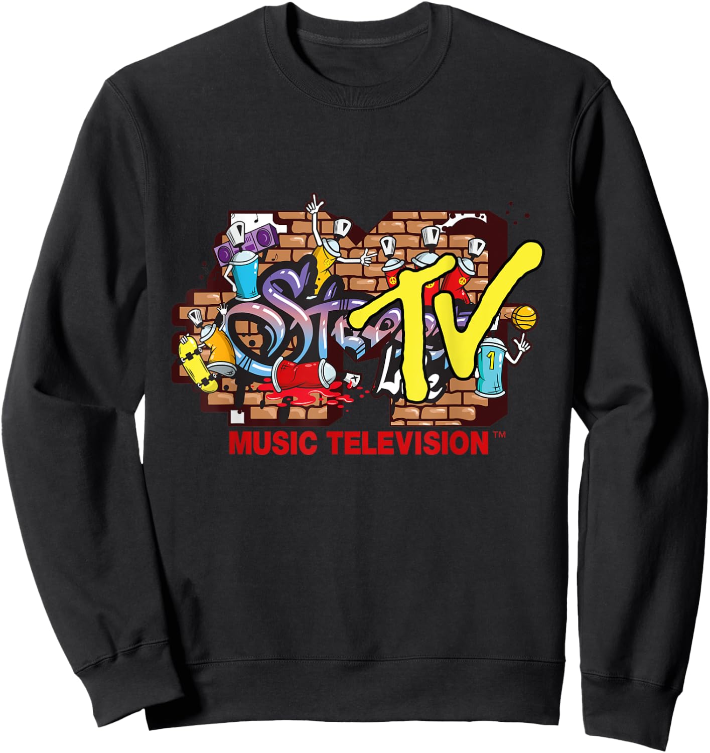 Mademark x MTV - The official MTV Logo in streetwear style with graffiti wall Sweatshirt - Sweatshirt | Black