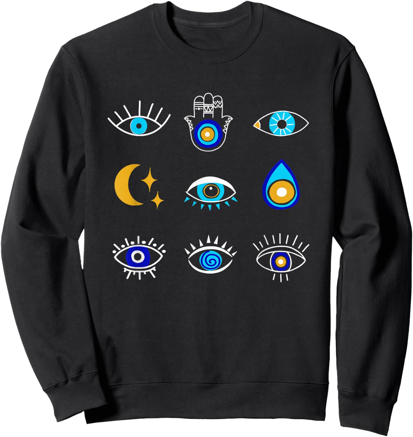 Evil Eye Curse Protection Seeing Eyes Evil Eye Sweatshirt - Sweatshirt | Black