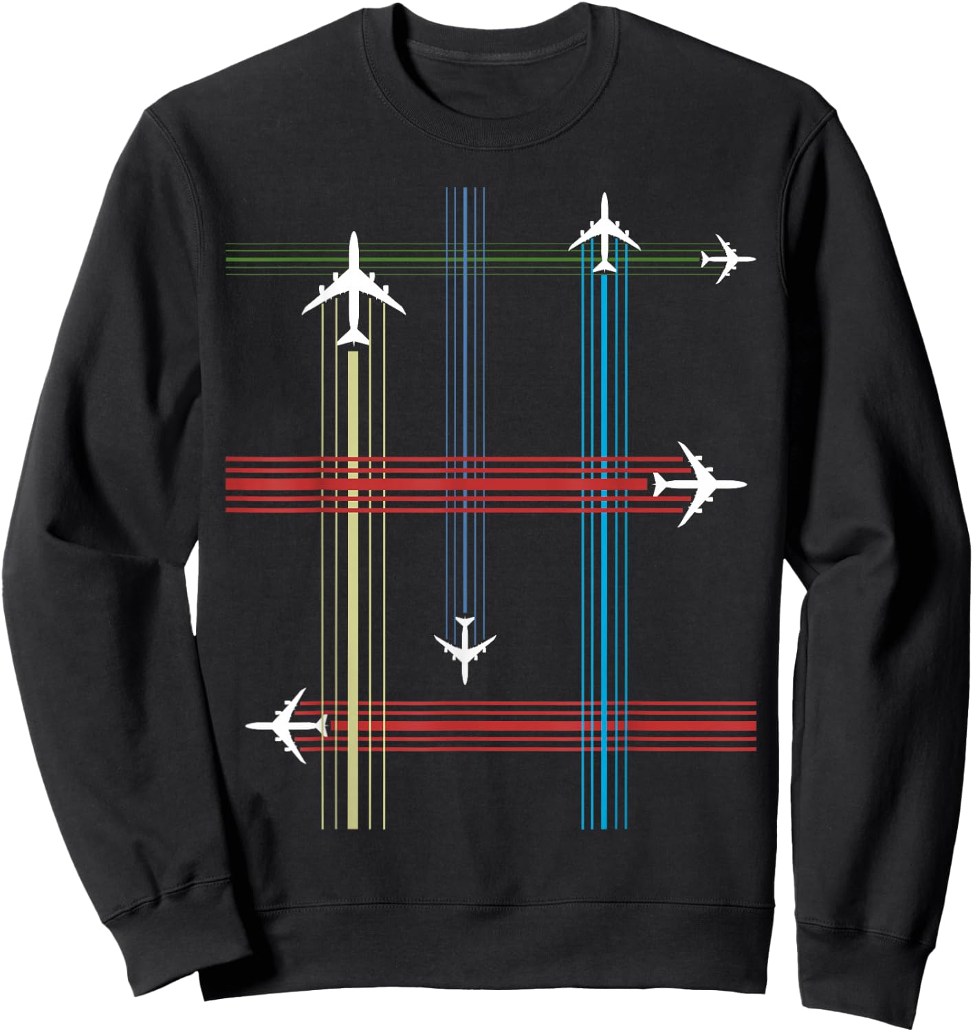 Retro 747 Airliner Contrail Vintage Aircraft Pilot Sweatshirt - Sweatshirt | Black