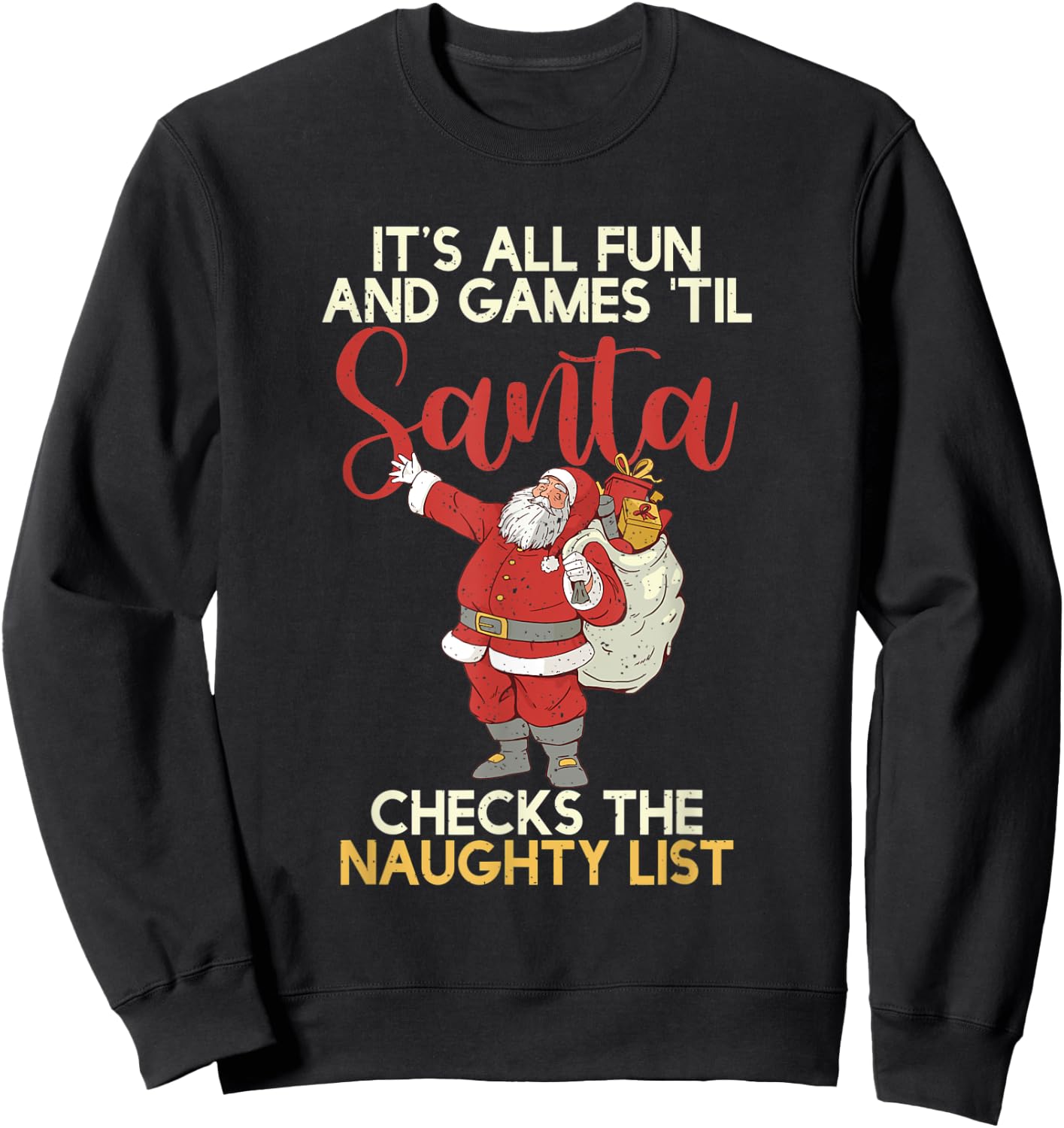 Christmas Distressed Retro Funny Santa Sweatshirt - Sweatshirt | Black
