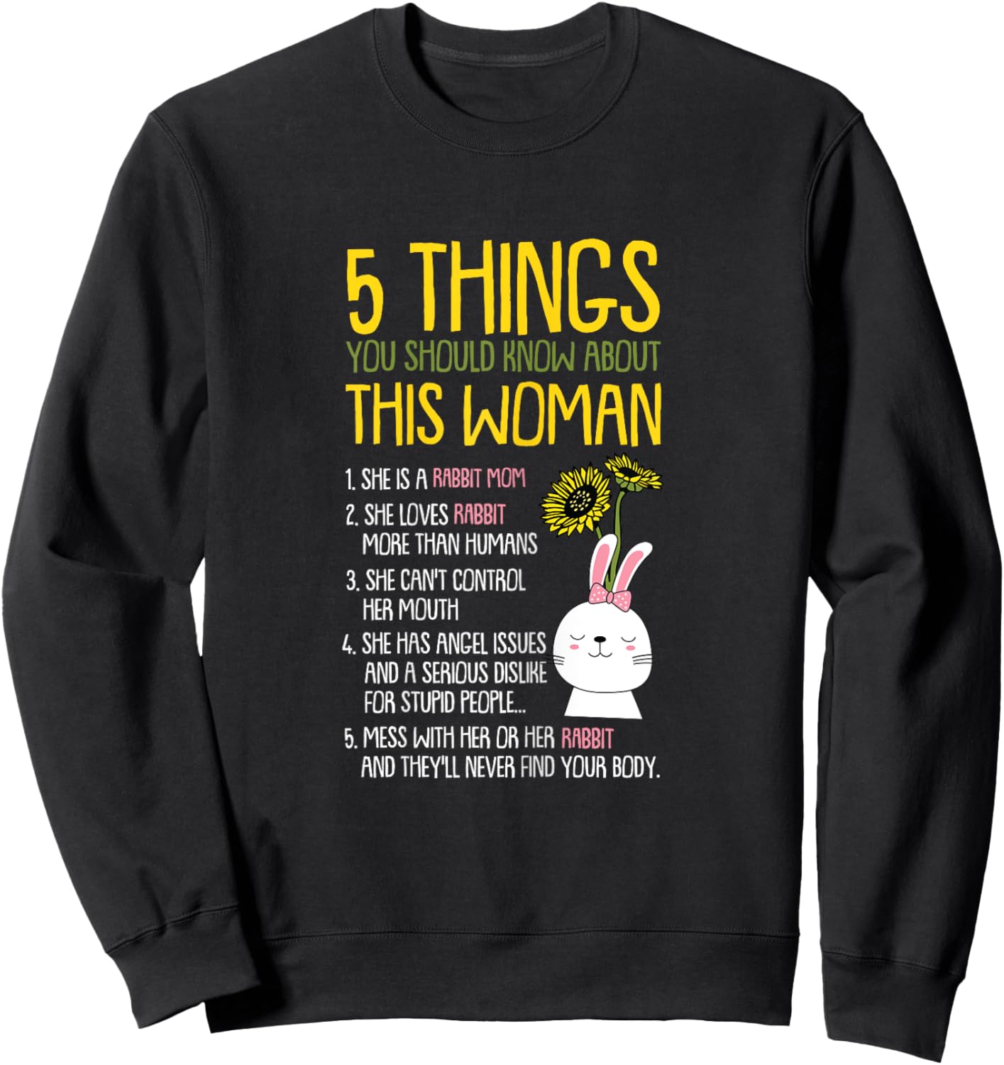 5 Things You Should Know About This Woman Rabbit Mom Bunny Sweatshirt - Sweatshirt | Black