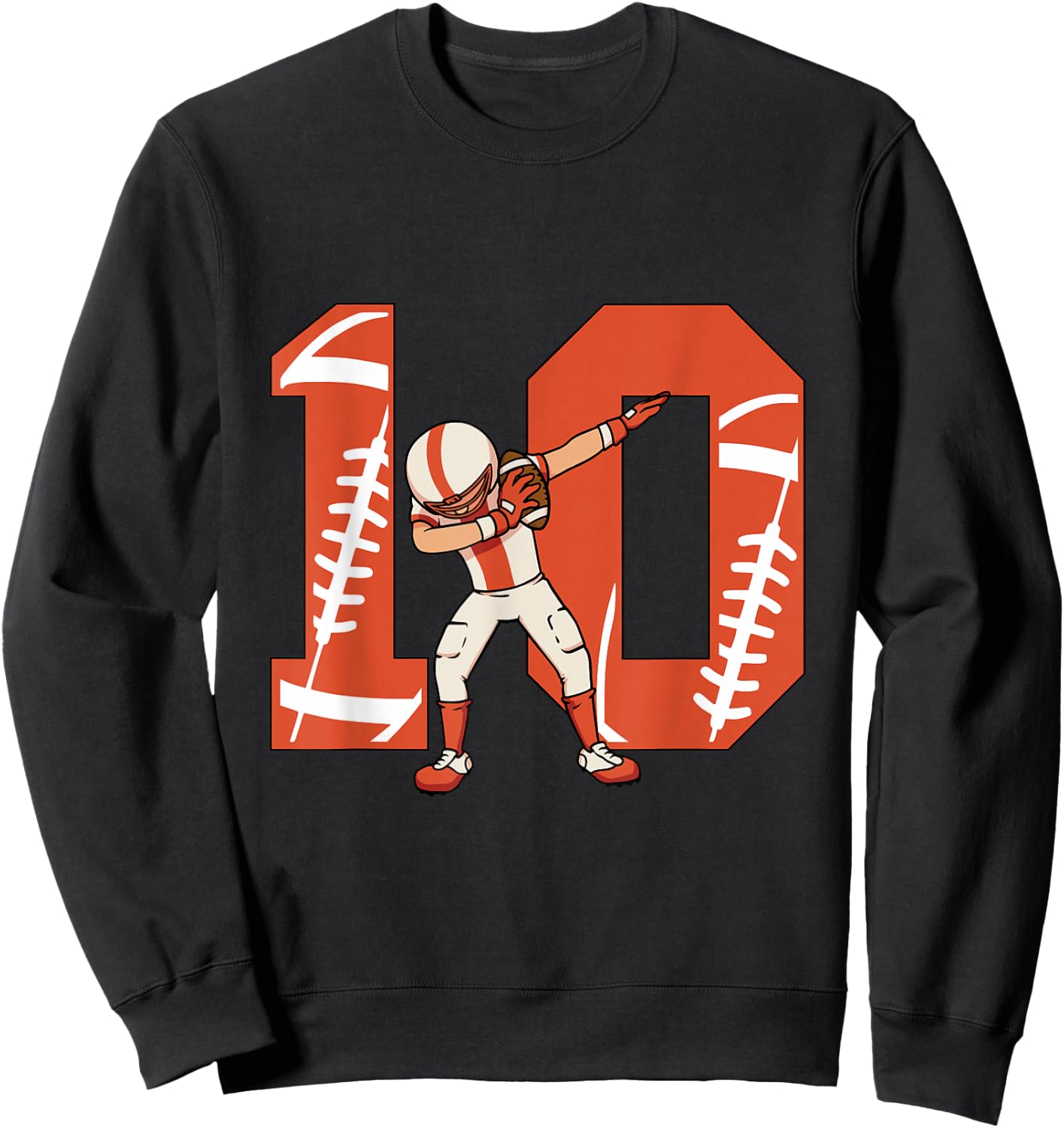 10 Years Old Boy Football Player 10th Football Birthday Kids Sweatshirt - Sweatshirt | Black