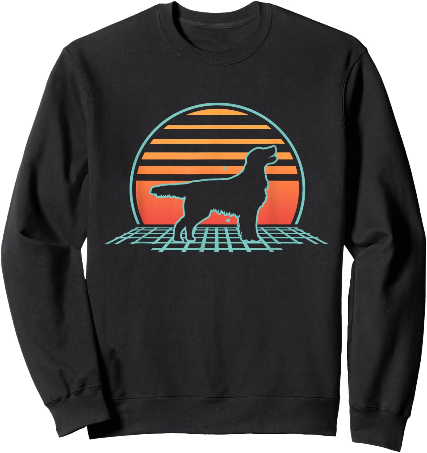 Flat-Coated Retriever Flat-Coat Dog 80's Retro Vintage Sweatshirt - Sweatshirt | Black
