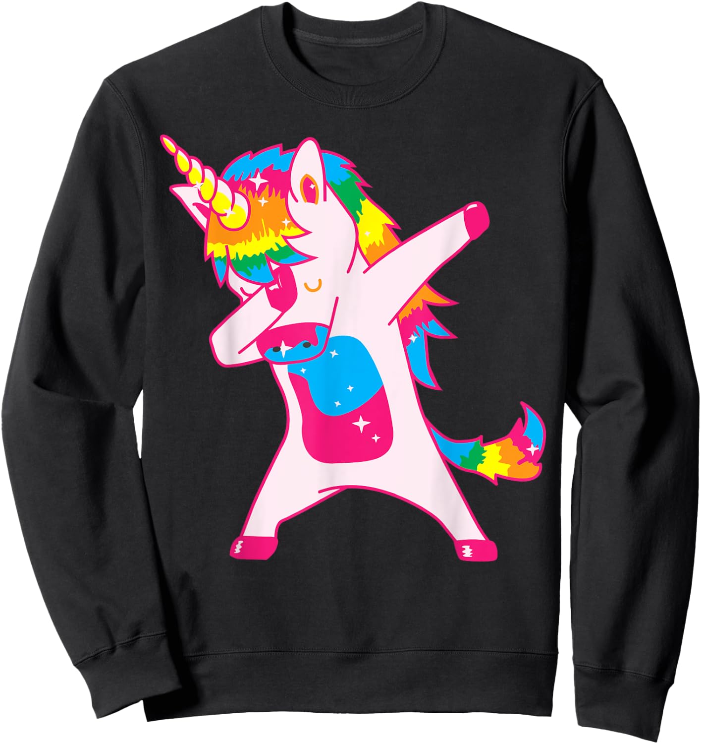 Unicorn Dancing: Pink Fluffy Unicorns Dancing On Rainbows Sweatshirt - Sweatshirt | Black