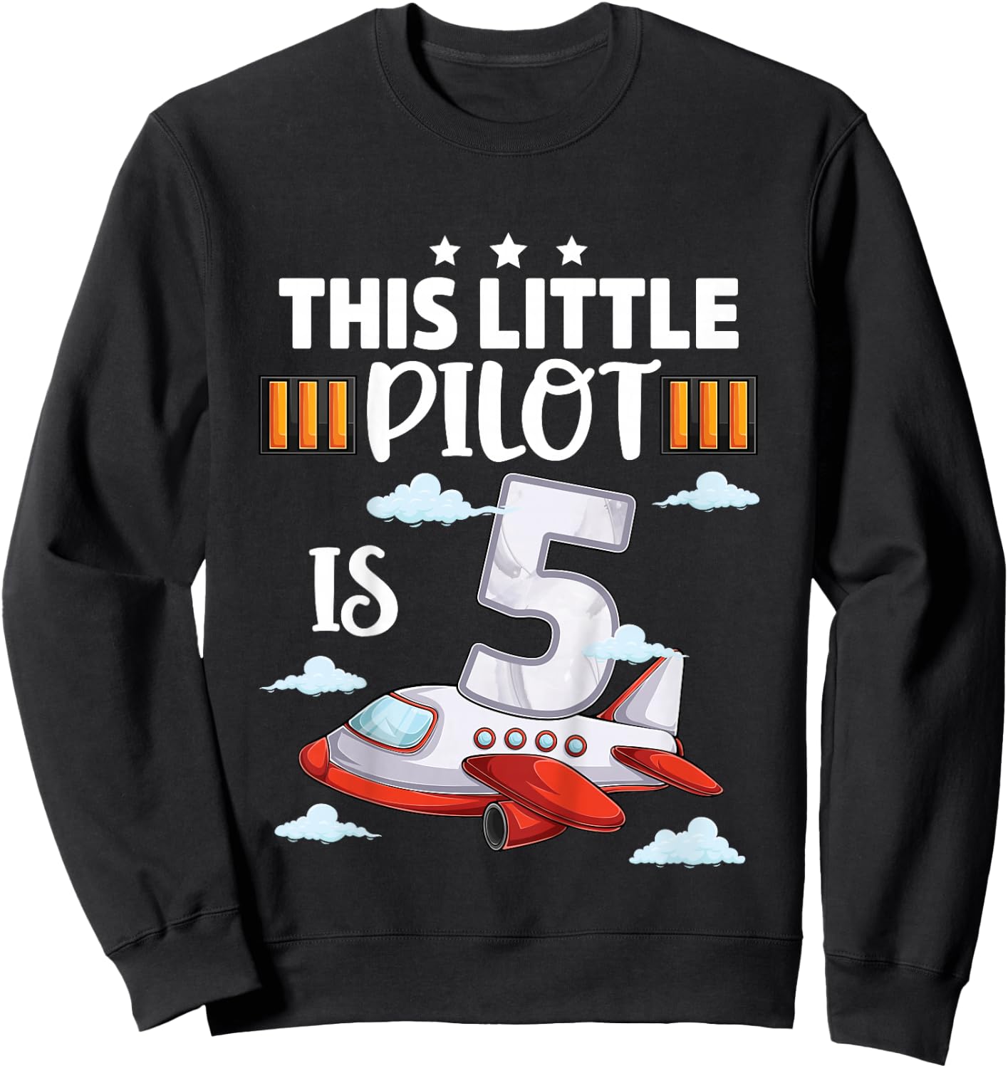 5 year old Boy Girl Airplane Pilot 5th Birthday Aircraft Sweatshirt - Sweatshirt | Black