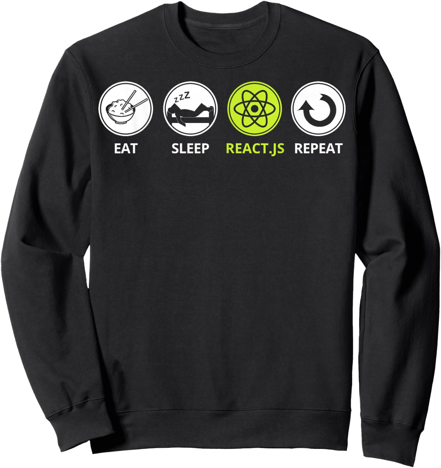 Funny Javascript - Eat Sleep React.js Repeat Sweatshirt - Sweatshirt | Black