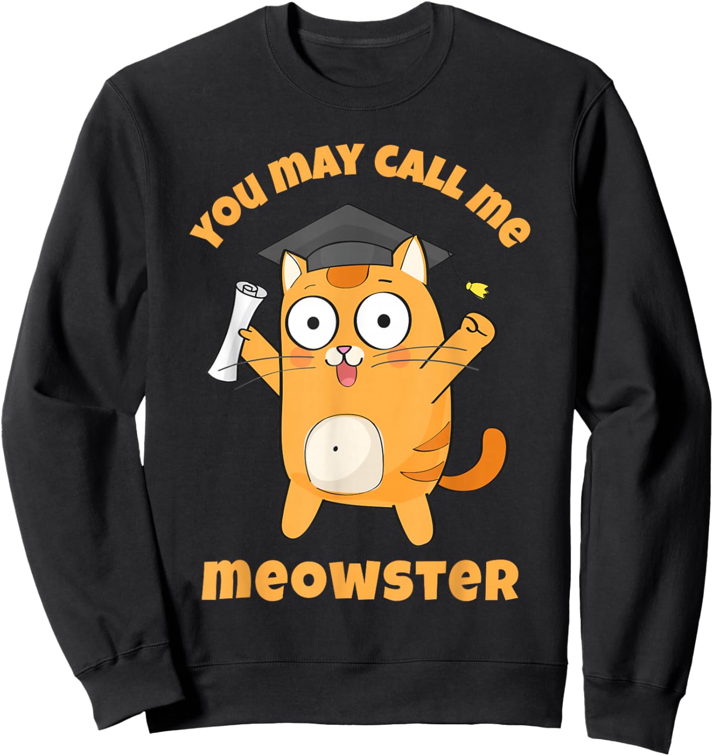 You May Call Me Meowster Funny Cat Graduation Masters Degree Sweatshirt - Sweatshirt | Black