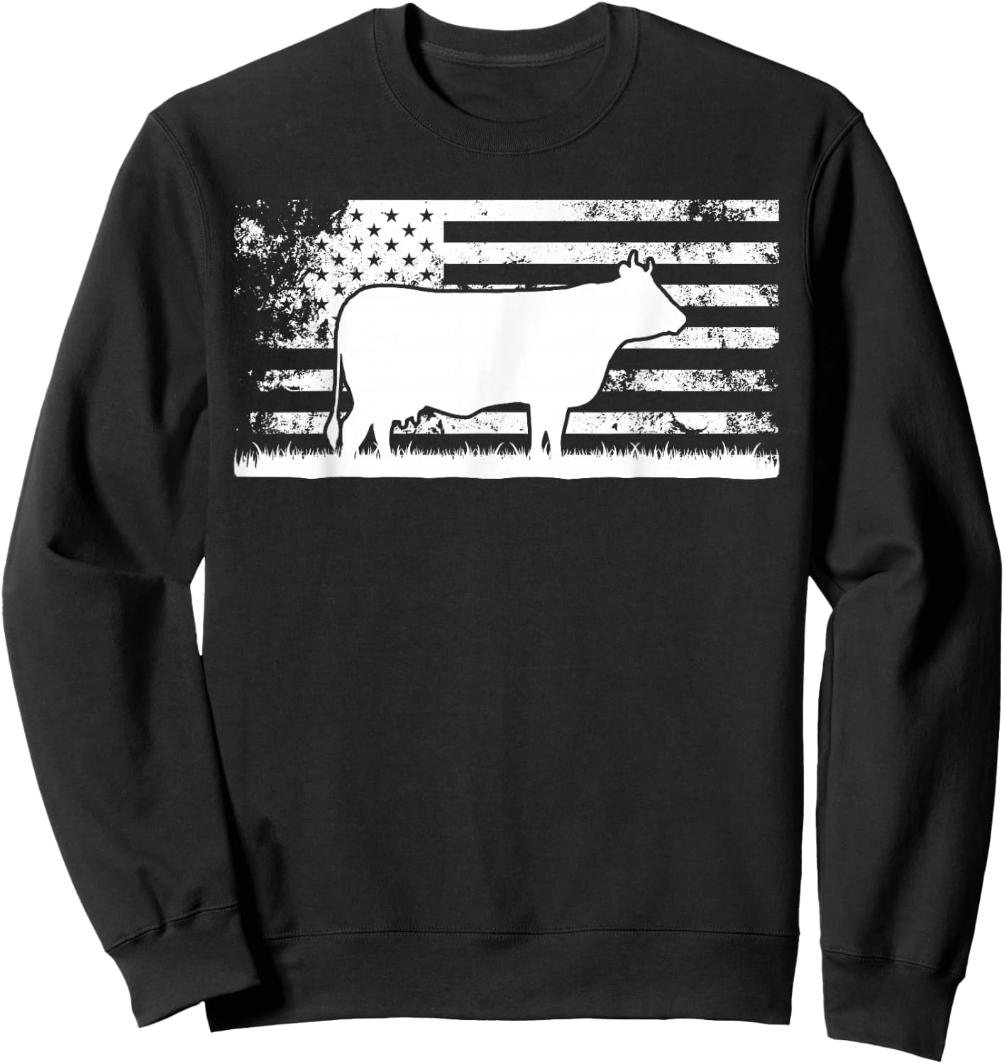 USA American Flag - America Cow Charolais Rancher Sweatshirt - Sweatshirt | Black