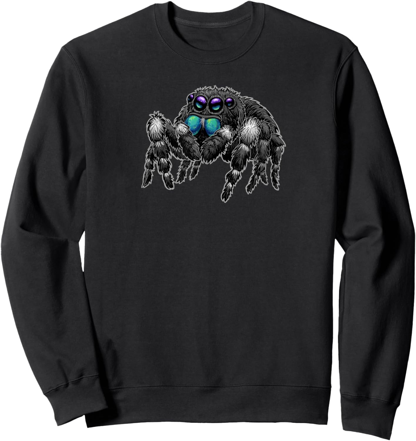BekArt Daring Bold Jumping Spider Phidippus Audax Cute Arachnid , Black, Small Sweatshirt - Sweatshirt | Black
