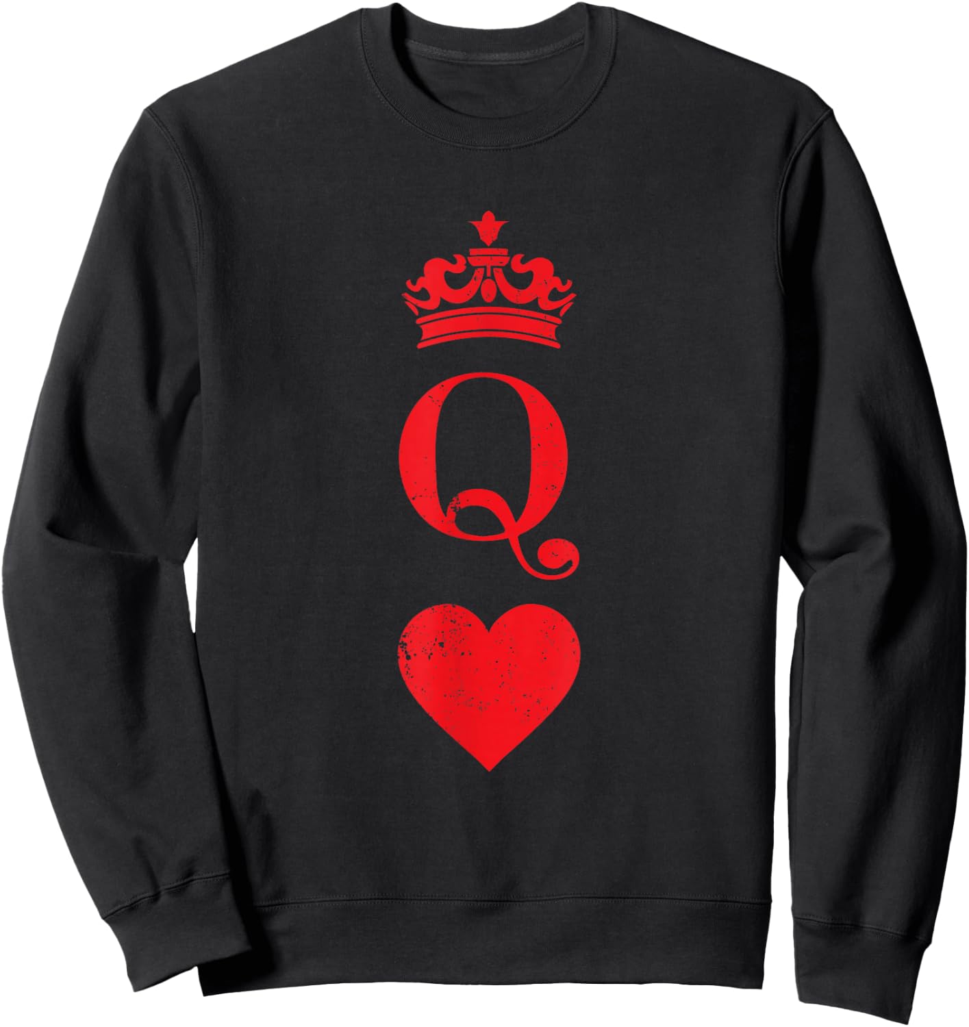 Queen of Hearts Vintage Poker Playing Cards Queen Sweatshirt - Sweatshirt | Black