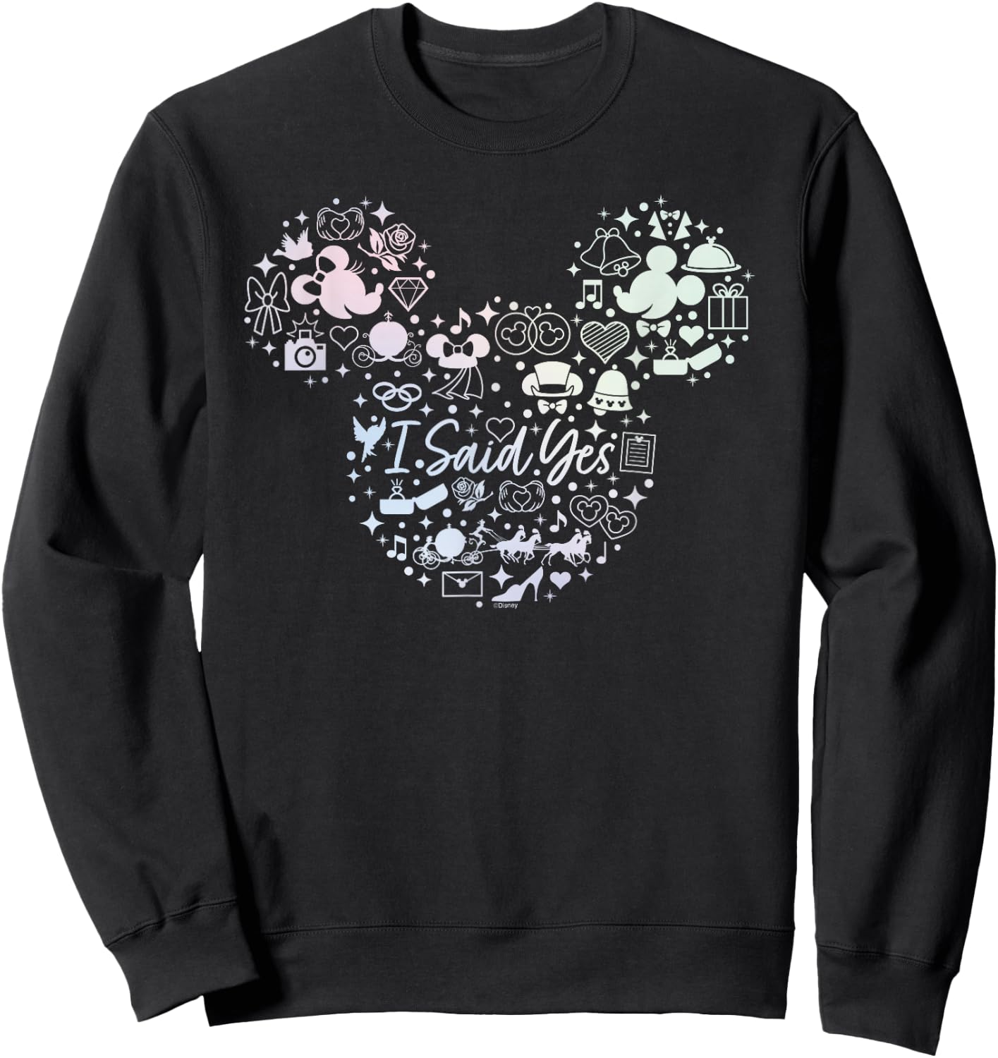 Disney I Said Yes Engagement Proposal Mickey Head Icon Sweatshirt - Sweatshirt | Black