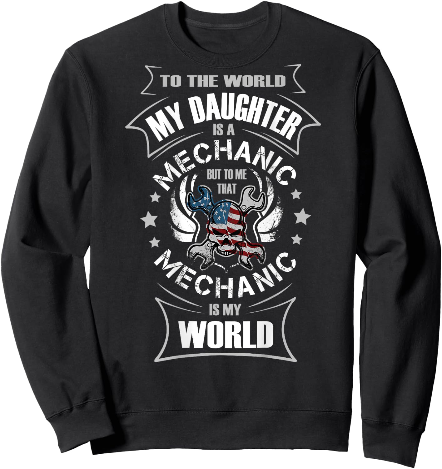 Auto Mechanics Gifts Daughter Girl Auto Mechanic Is My World Sweatshirt - Sweatshirt | Black