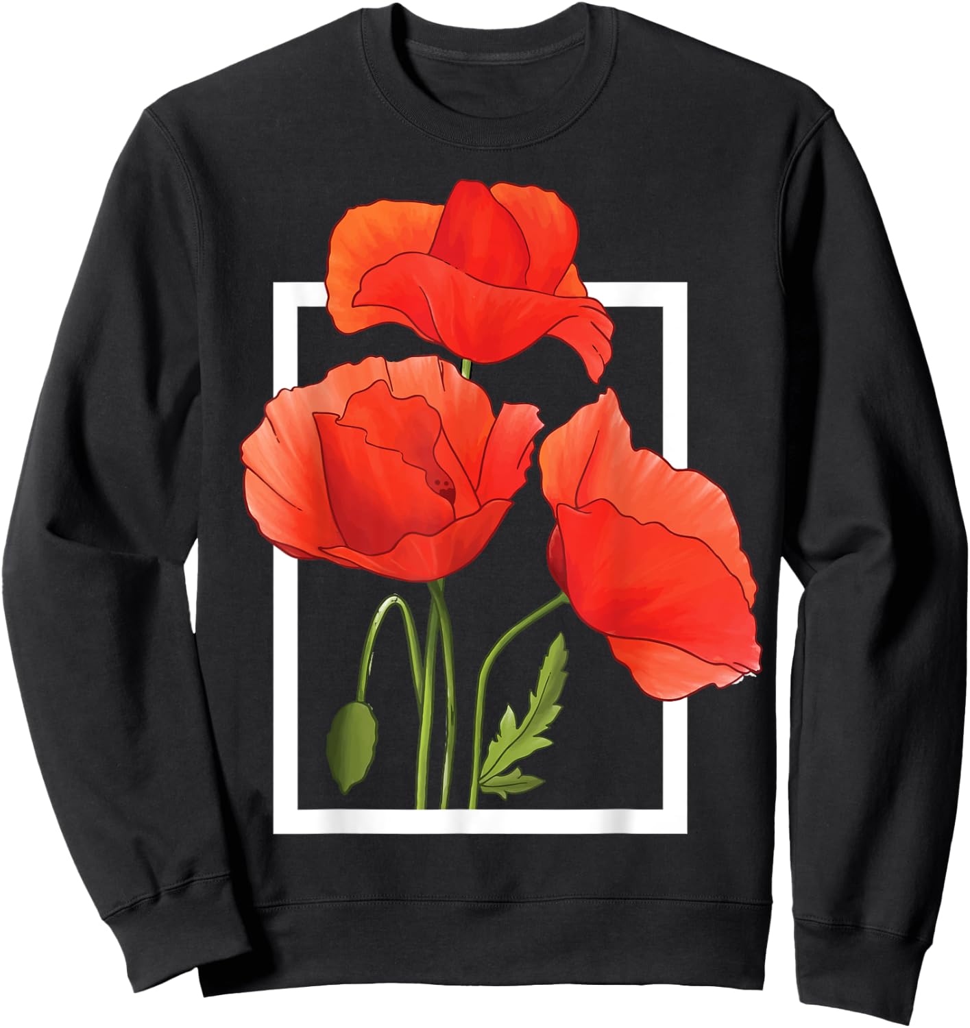 Poppy Flowers Sweatshirt - Sweatshirt | Black