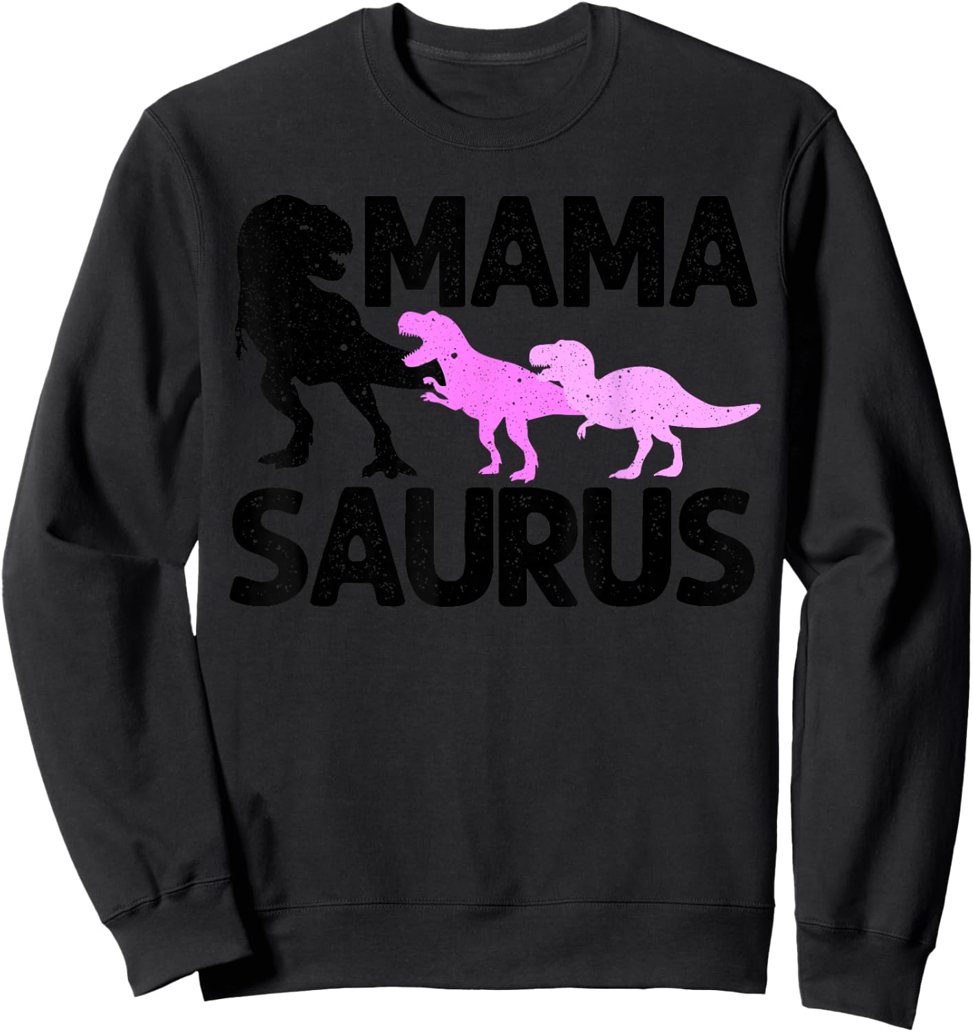 Funny Mama Saurus Gift Mommy Dinosaur Mom Of Twins Women Sweatshirt - Sweatshirt | Black