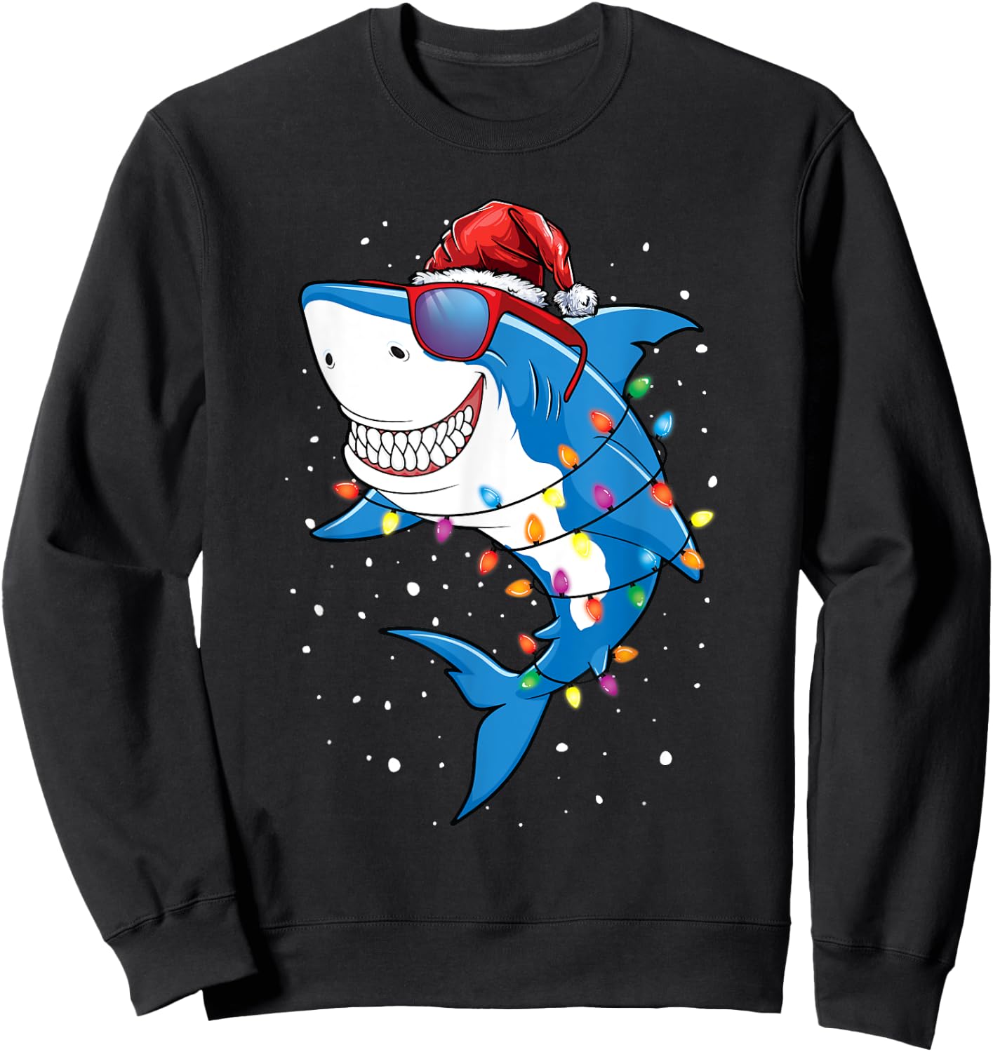 Christmas Shark Shirt Xmas Funny Santa Shark Sweatshirt - Sweatshirt | Black