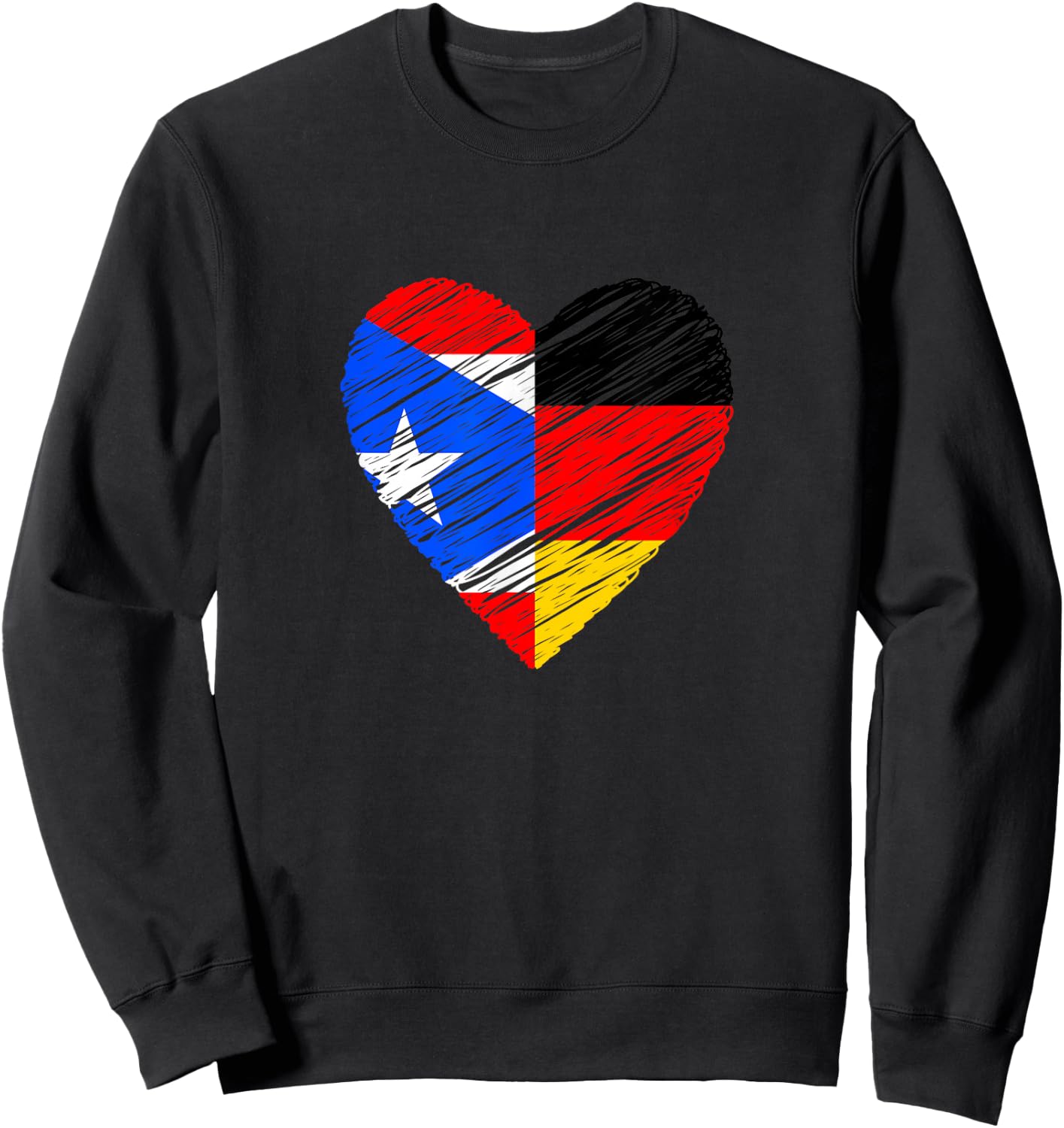 Puerto Rico Germany Vintage Heart German Flag Puerto Rican Sweatshirt - Sweatshirt | Black