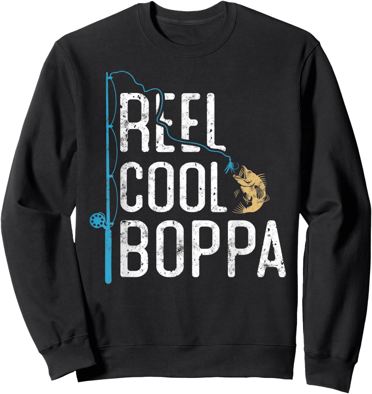 Reel Cool Boppa vintage funny fishing rod Gift Boppa Sweatshirt - Sweatshirt | Black