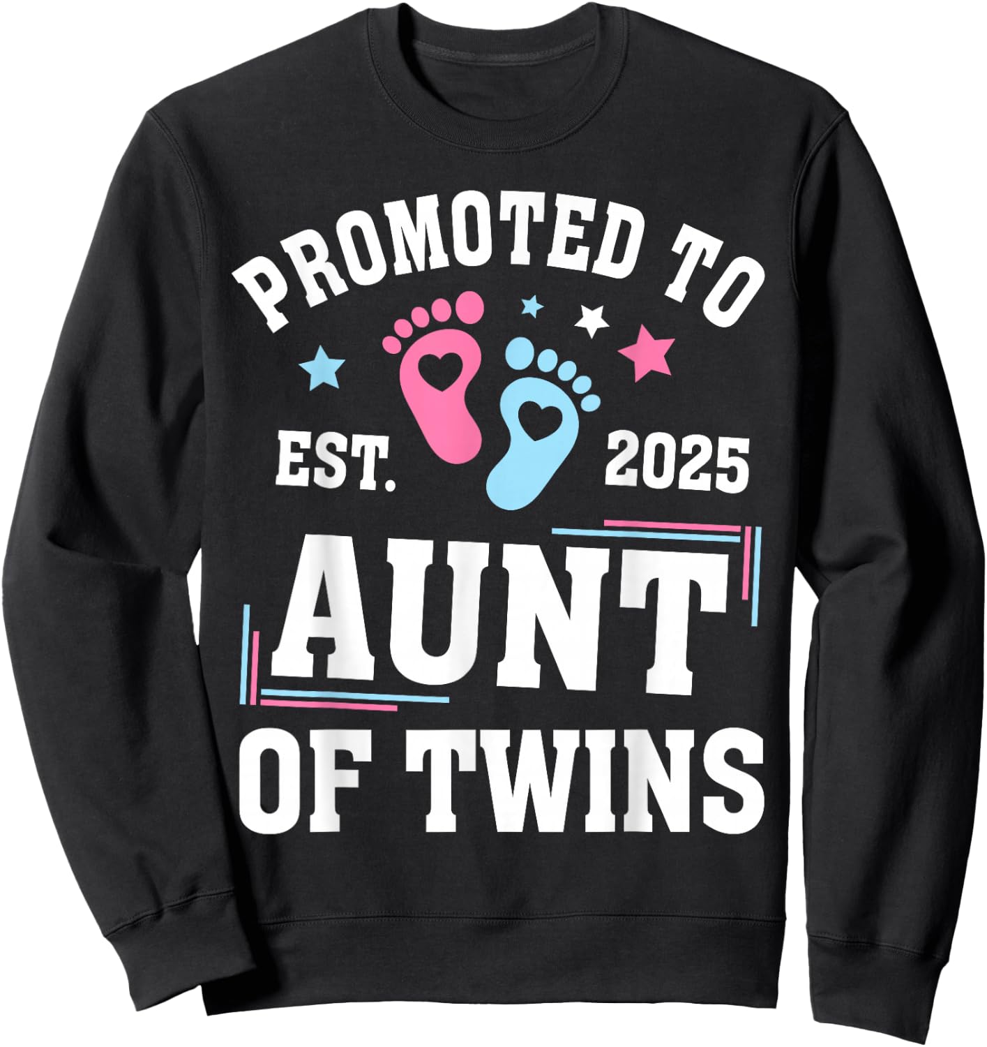Promoted To Aunt Of Twins Est 2025 Gender Reveal Sweatshirt - Sweatshirt | Black