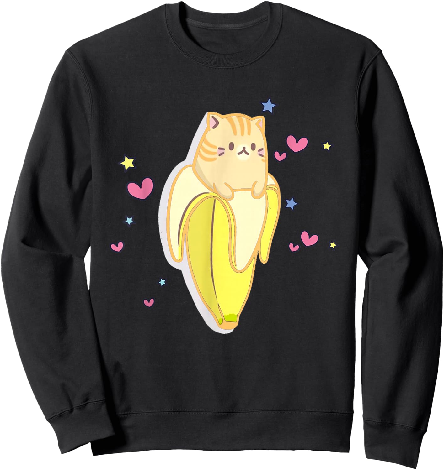 Bananya Banana Funny Cat Cute Kawaii Kitten Sweatshirt - Sweatshirt | Black