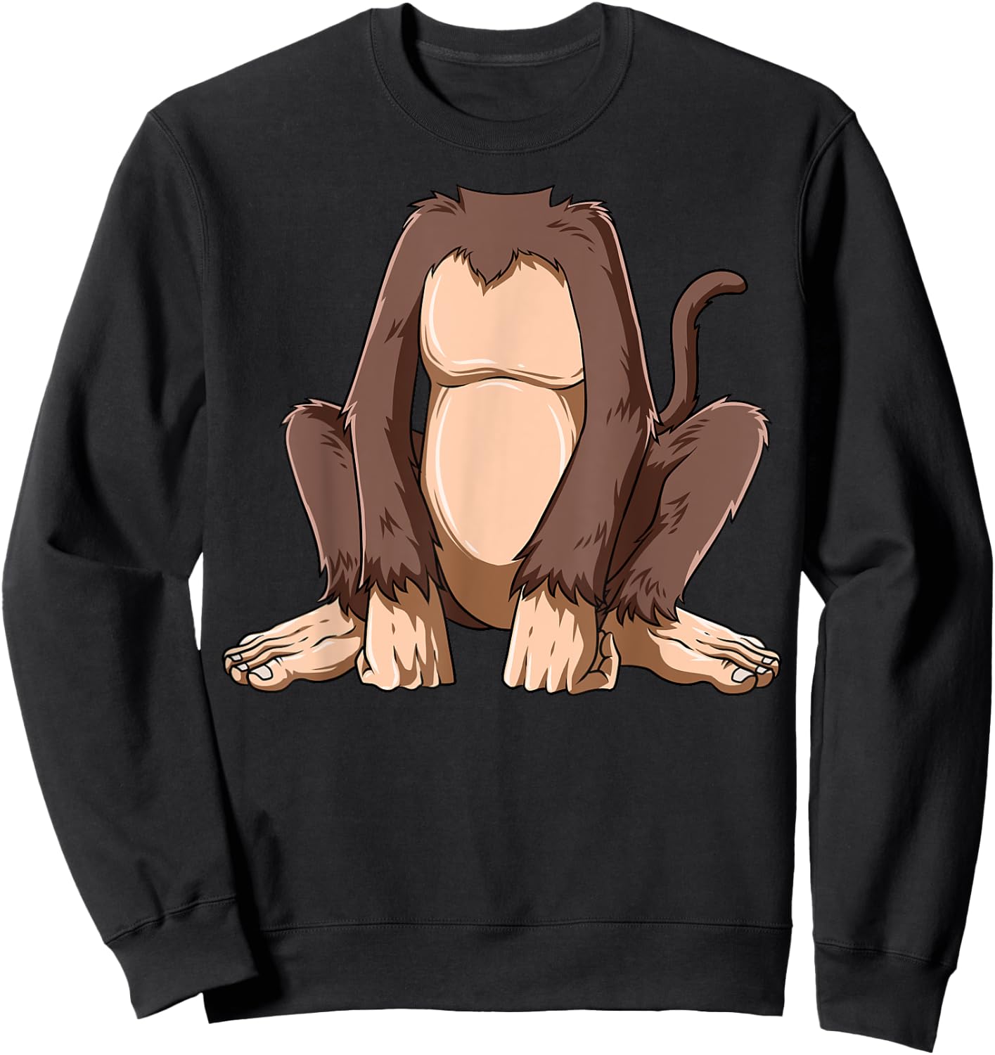 Easy Monkey Costume Monkey Body Headless Monkey Costume Sweatshirt - Sweatshirt | Black