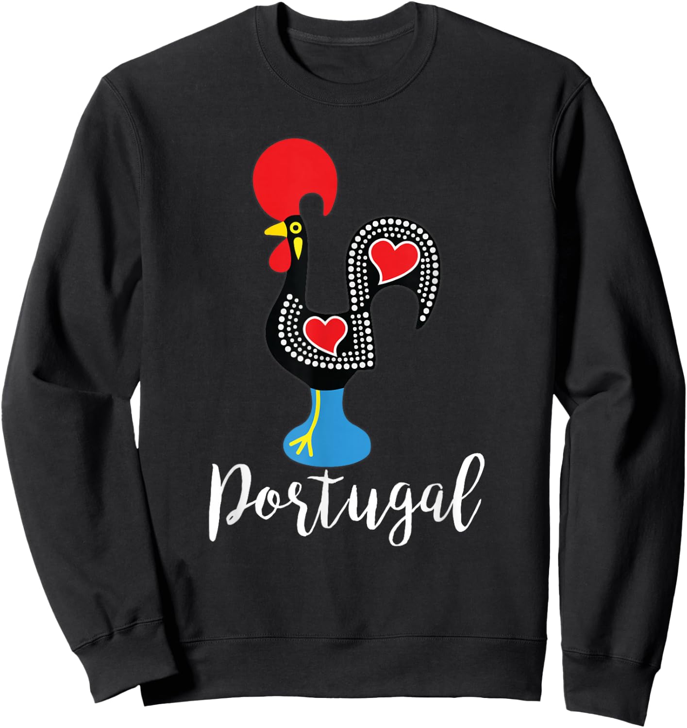 Portuguese Rooster Portugal Galo de Barcelos Figurine Sweatshirt - Sweatshirt | Black