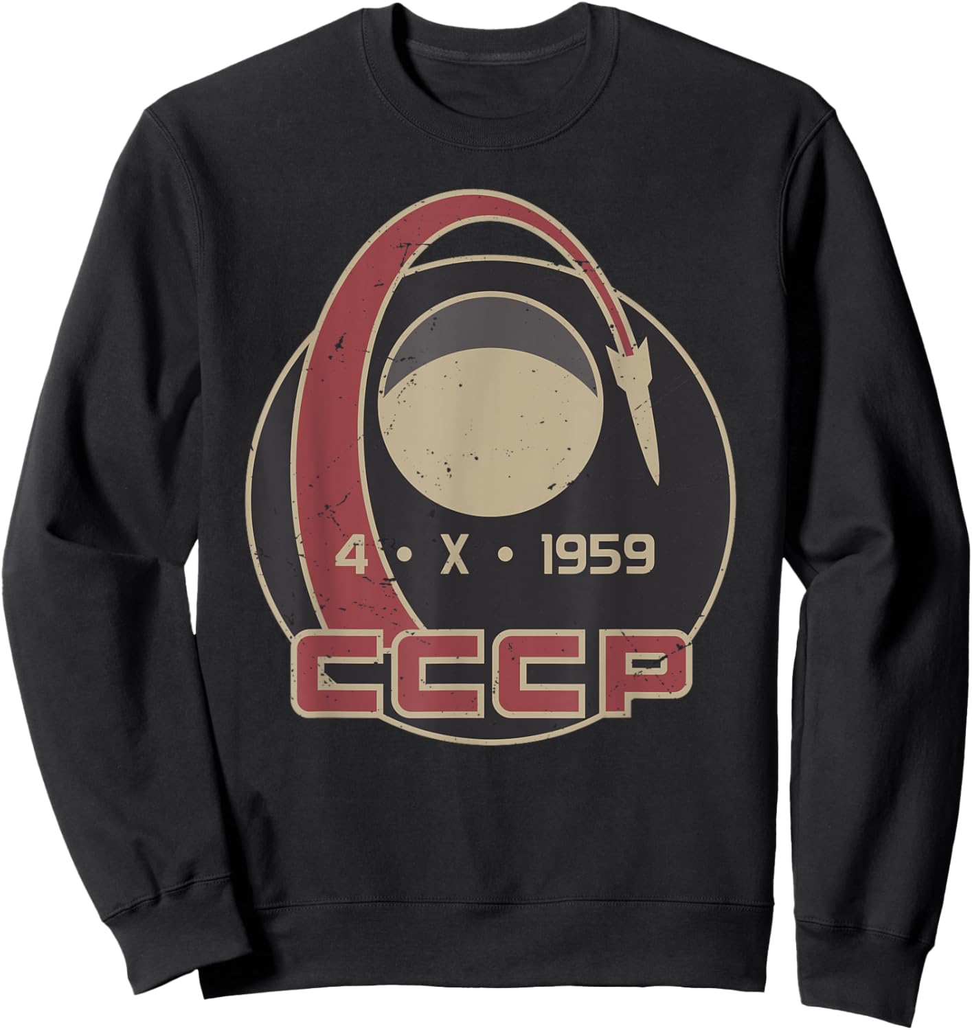 Vintage Sputnik USSR Soviet Union Soviet Propaganda Sweatshirt - Sweatshirt | Black