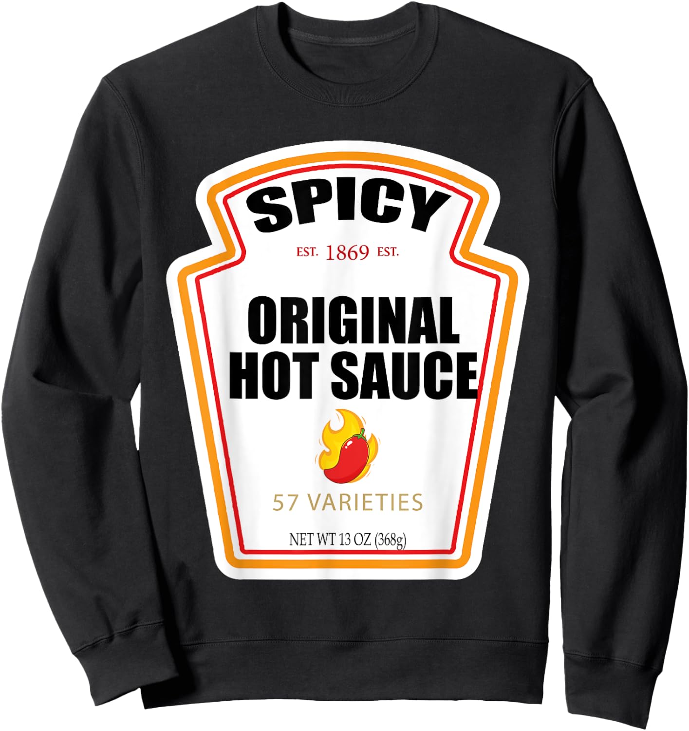 Halloween Matching Costume Spicy Chili Sauce Bottle Label Sweatshirt - Sweatshirt | Black