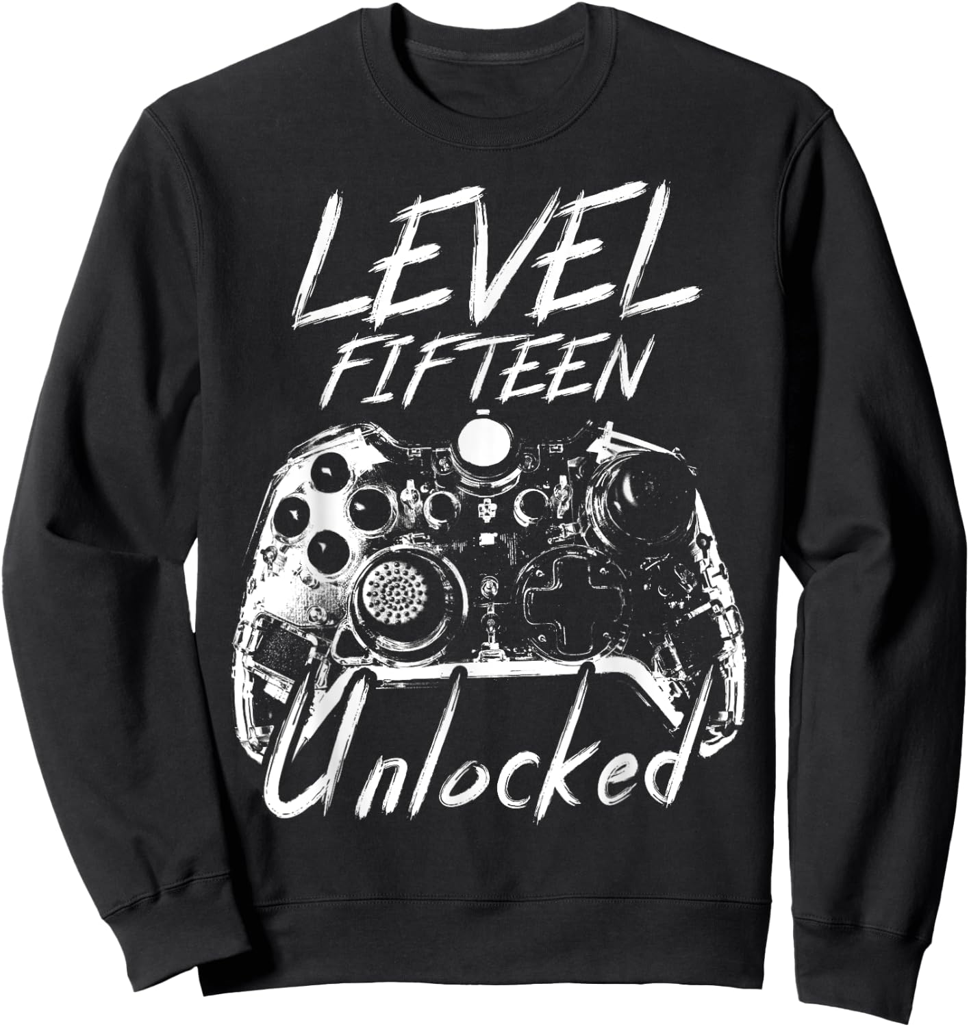 Level 15 Unlocked 15 Year Old 15th Birthday Sweatshirt - Sweatshirt | Black