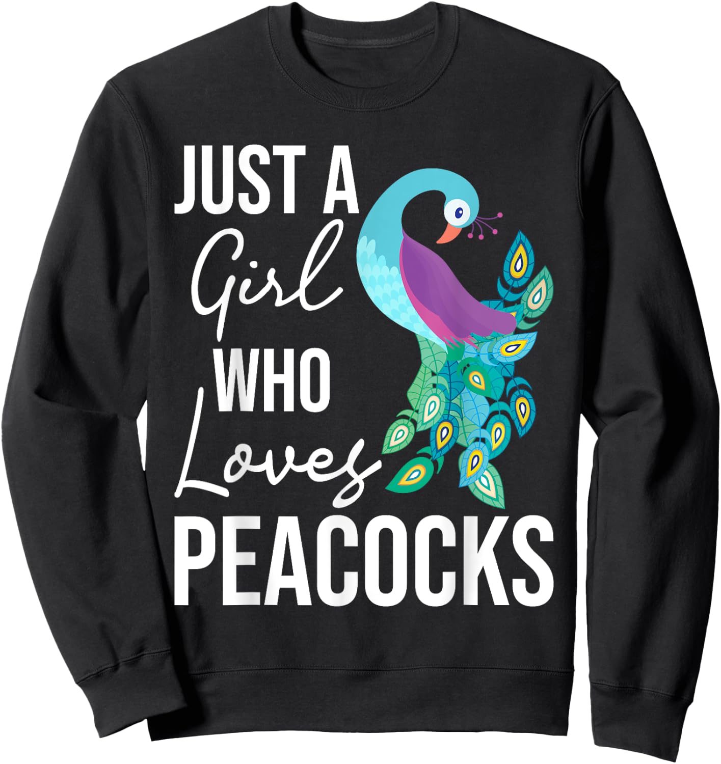 A Girl Who Loves Peacocks - Zookeeper Ornithologist Sweatshirt - Sweatshirt | Black