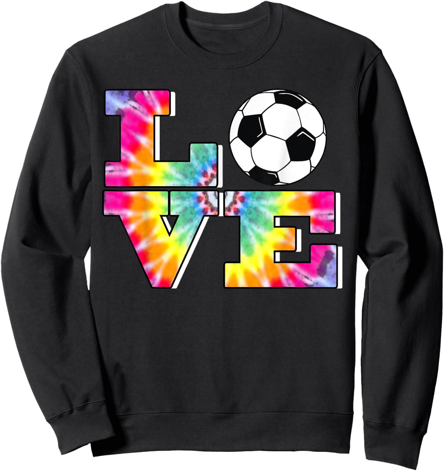 Soccer Tie Dye LOVE Multi Color Teen Girls Sweatshirt - Sweatshirt | Black