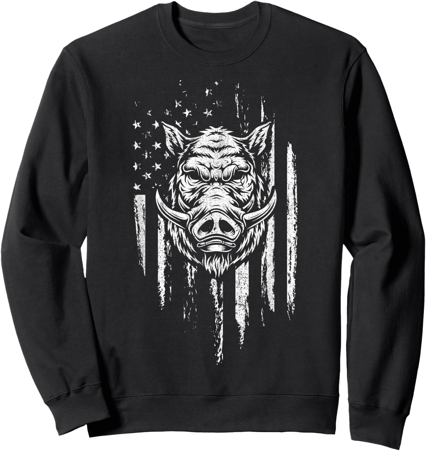 Wild Hog Hunting American Flag Pig Slayer Boar Hunter Gift Men Sweatshirt - Sweatshirt | Black