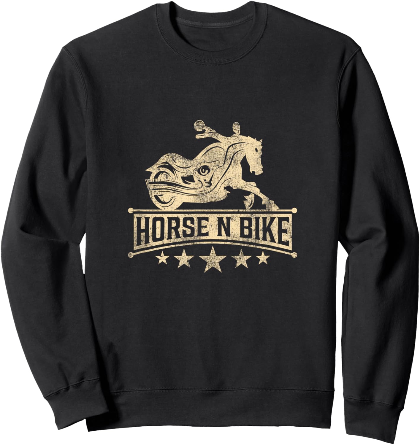 Horse Bike Hobby Motorcycle Riding Biking Retro Sweatshirt - Sweatshirt | Black