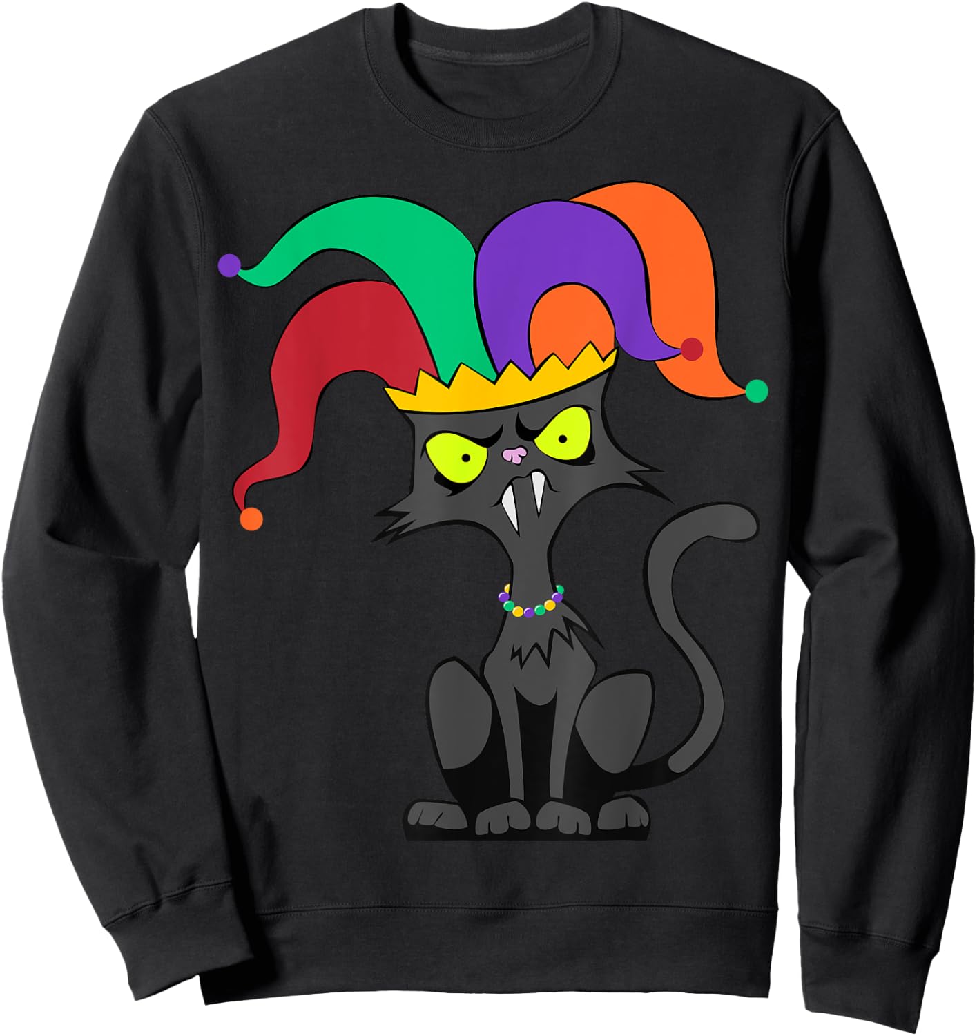 Cat Jester Hat Mardi Gras Carnival Parade Masquerade Party Sweatshirt - Sweatshirt | Black
