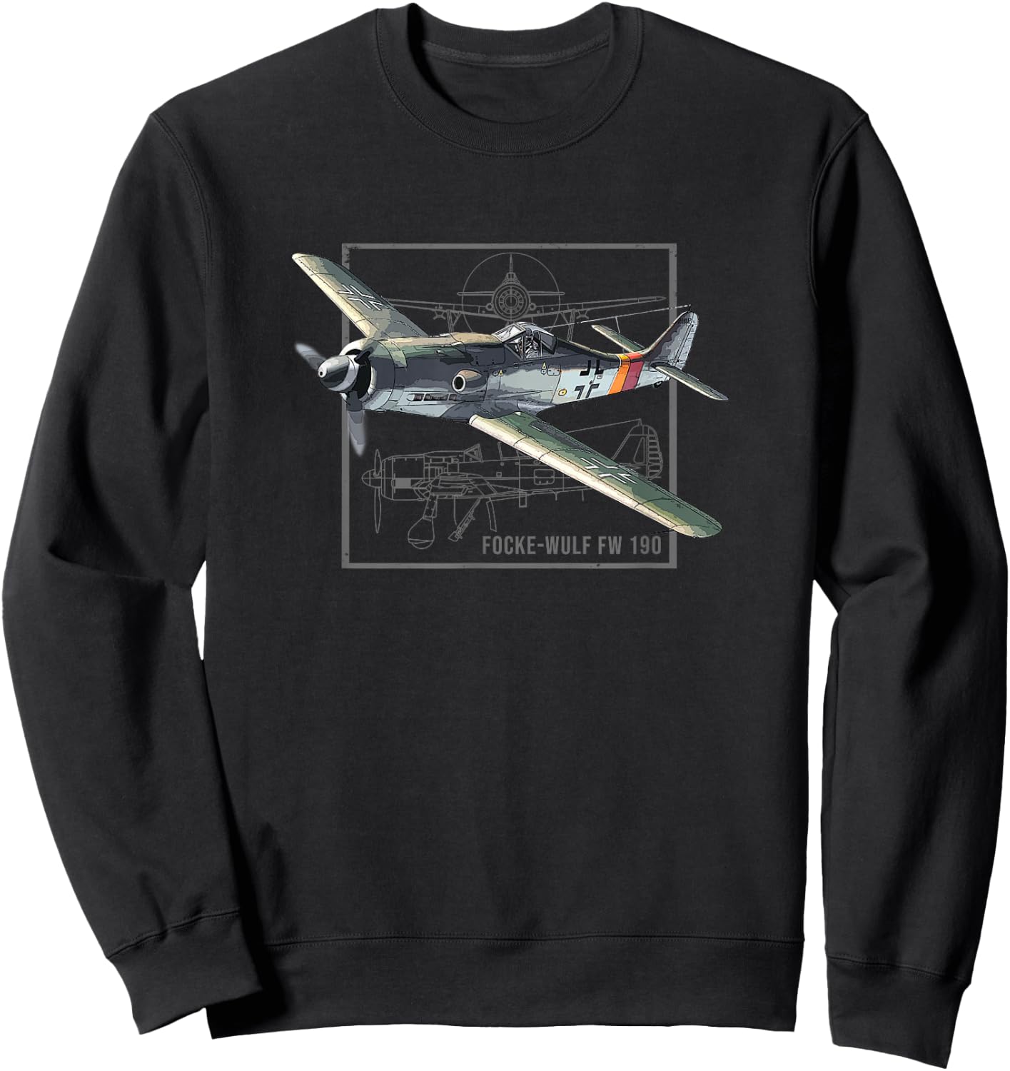 Focke-Wulf FW 190 | WW2 Fighter Plane Sweatshirt - Sweatshirt | Black