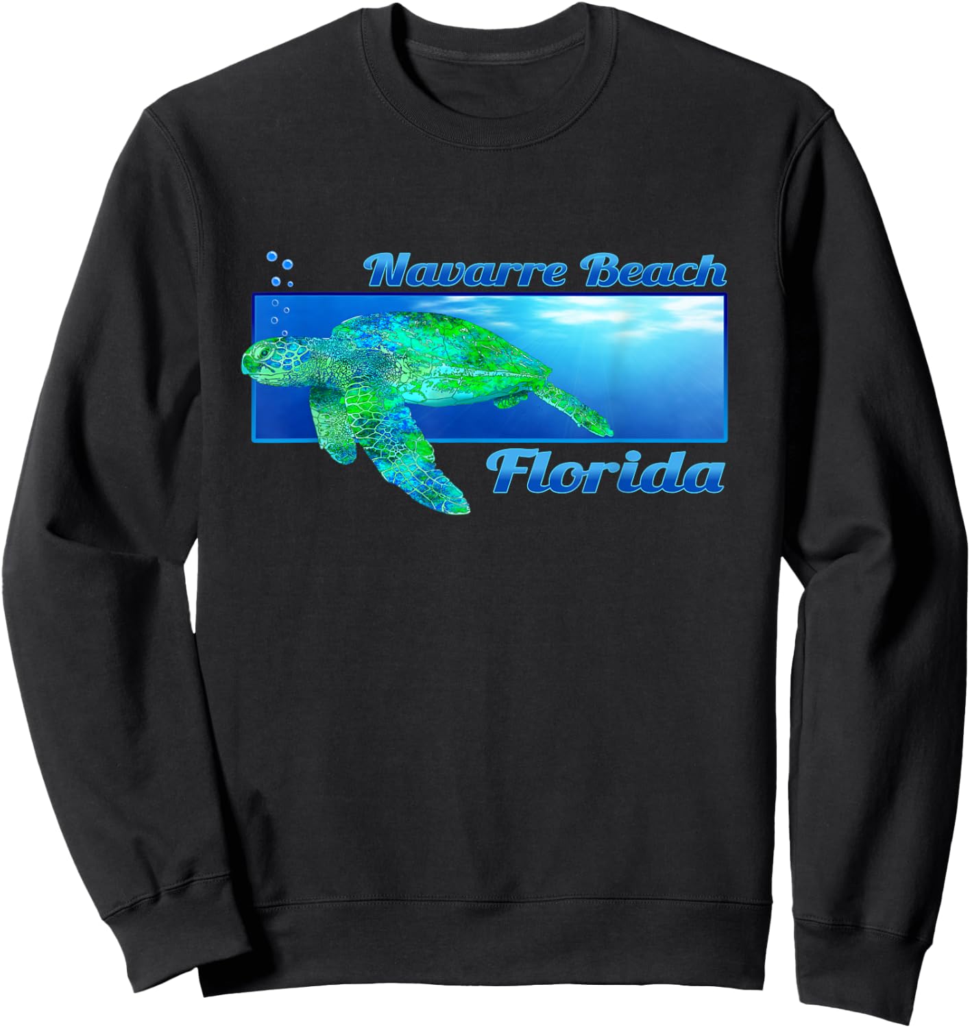 Navarre Beach Florida Swimming Sea Turtle Sweatshirt - Sweatshirt | Black