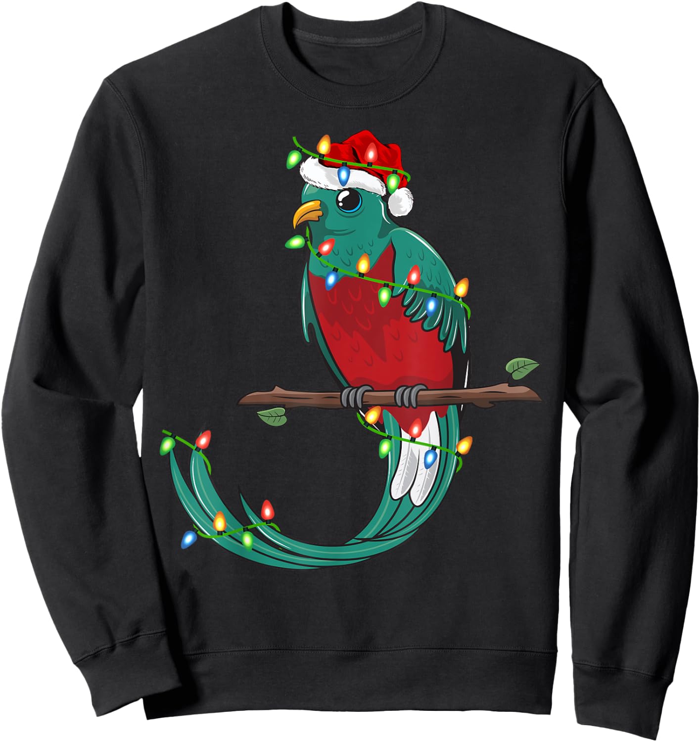 Quetzal Bird Lover Xmas Santa Hat Quetzal Christmas Sweatshirt - Sweatshirt | Black