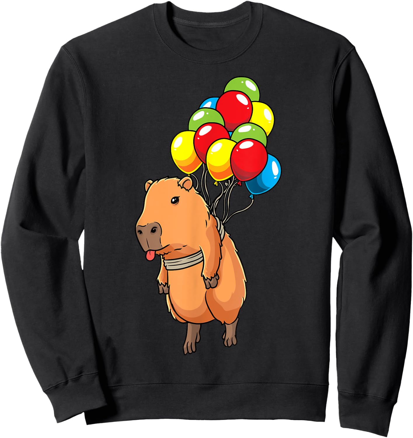 Capybara Giant Cavy Rodent With Balloons Capybara Sweatshirt - Sweatshirt | Black