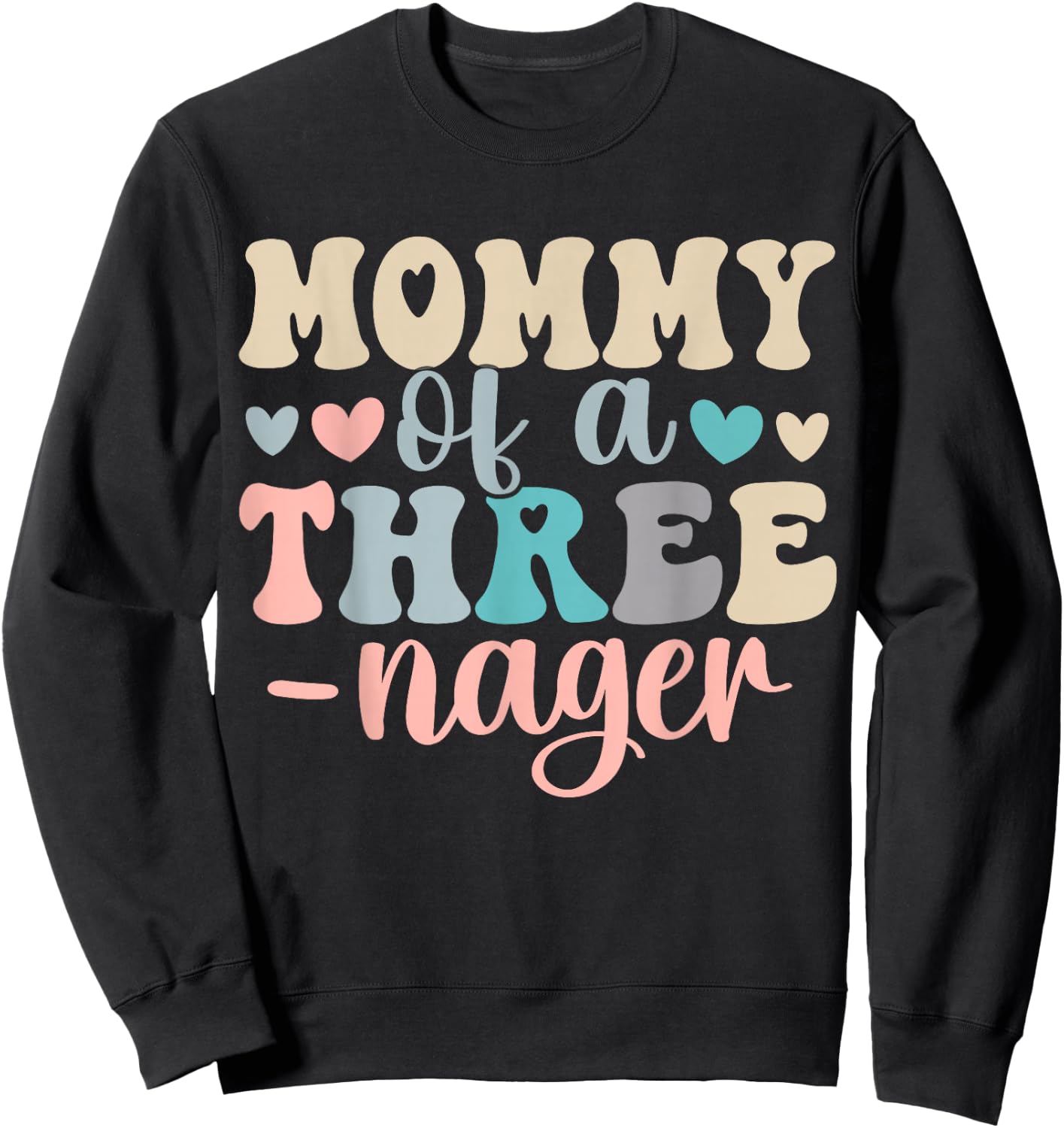 Mommy of A Threenager 3rd Birthday Matching Family Boho Sweatshirt - Sweatshirt | Black