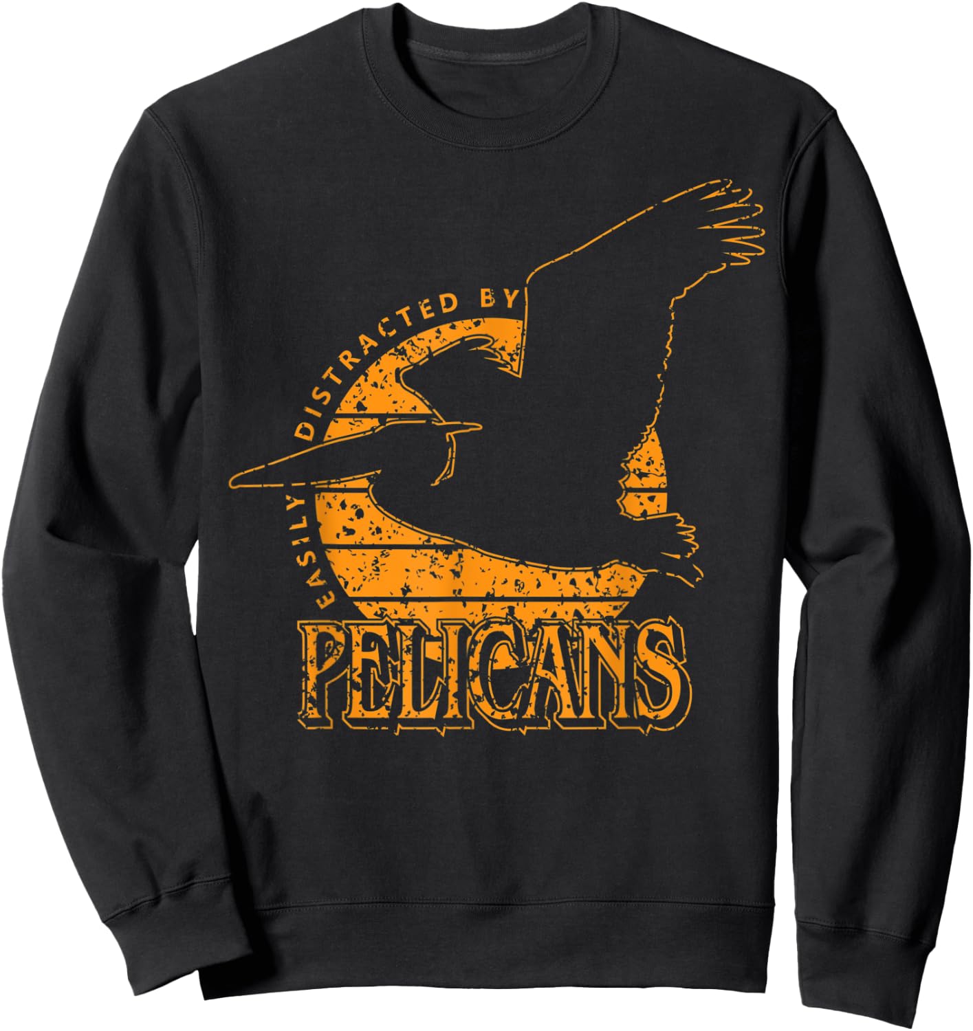 'Easily Distracted By Pelicans' Vintage Style Sweatshirt - Sweatshirt | Black