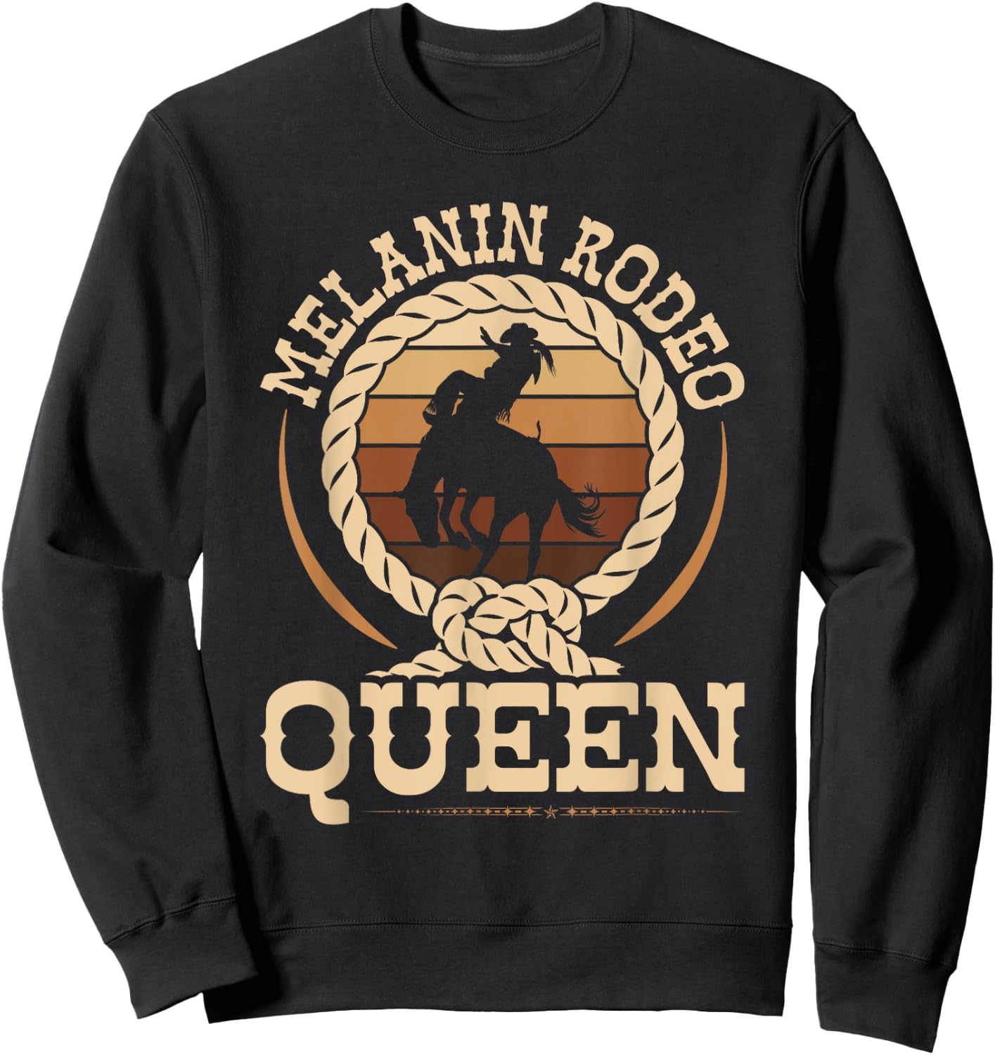 Bronc Riding Melanin Rodeo Queen African American Cowgirl Sweatshirt - Sweatshirt | Black