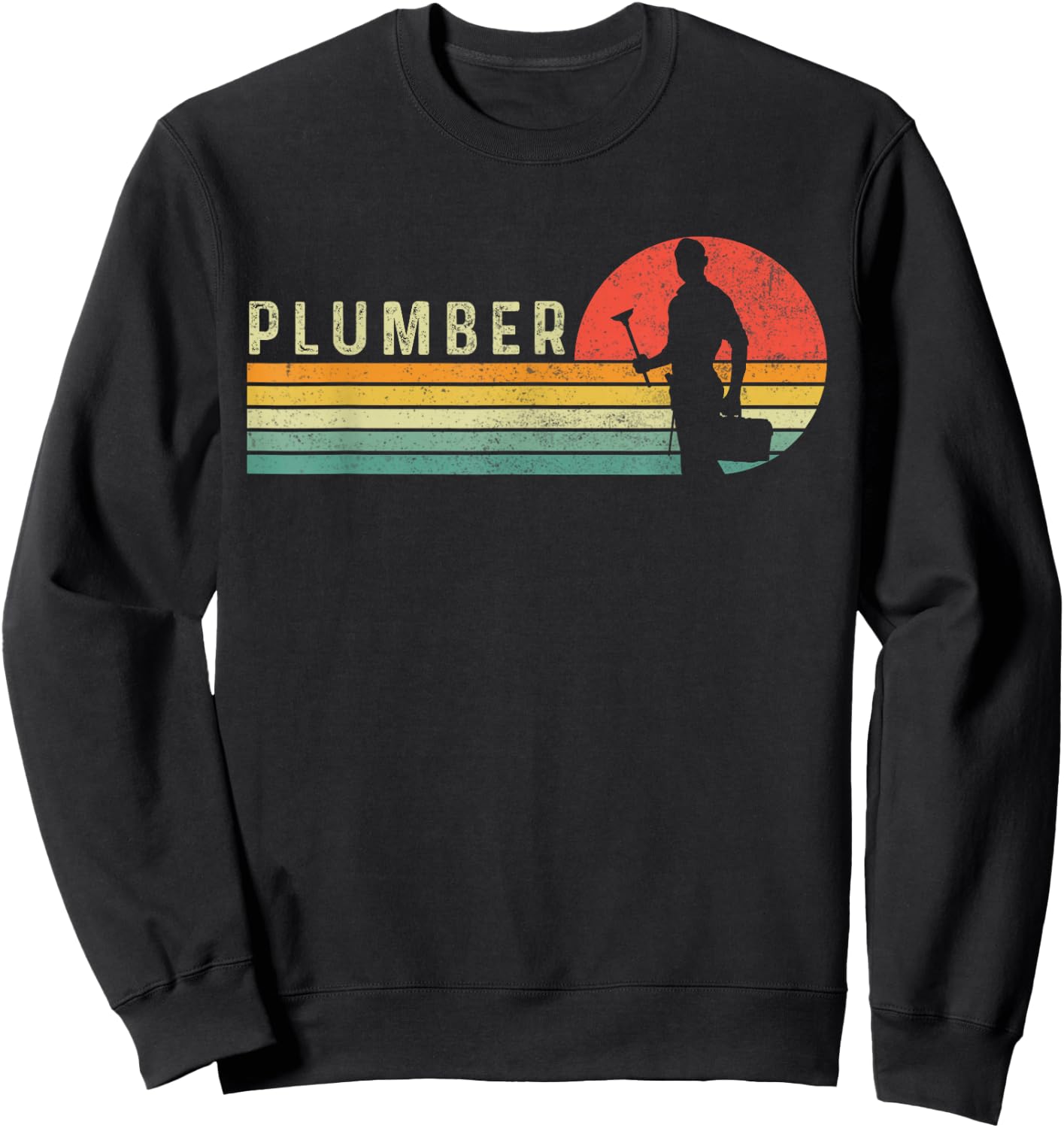 Vintage Plumber Plunger Funny Plumbing Sweatshirt - Sweatshirt | Black