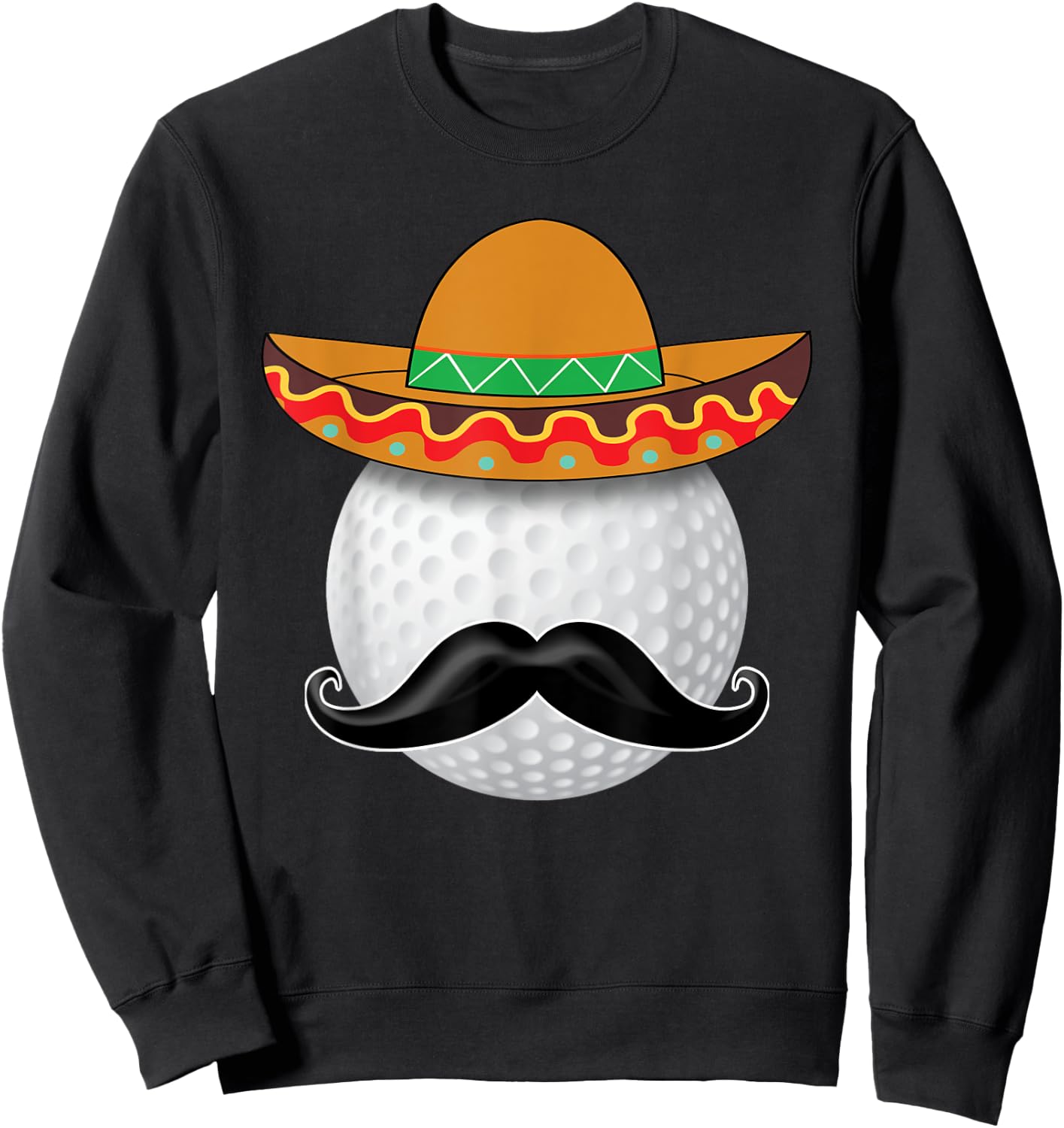 Funny Golf Ball Mustache Mexican Sports Mexico Party Shirt Sweatshirt - Sweatshirt | Black