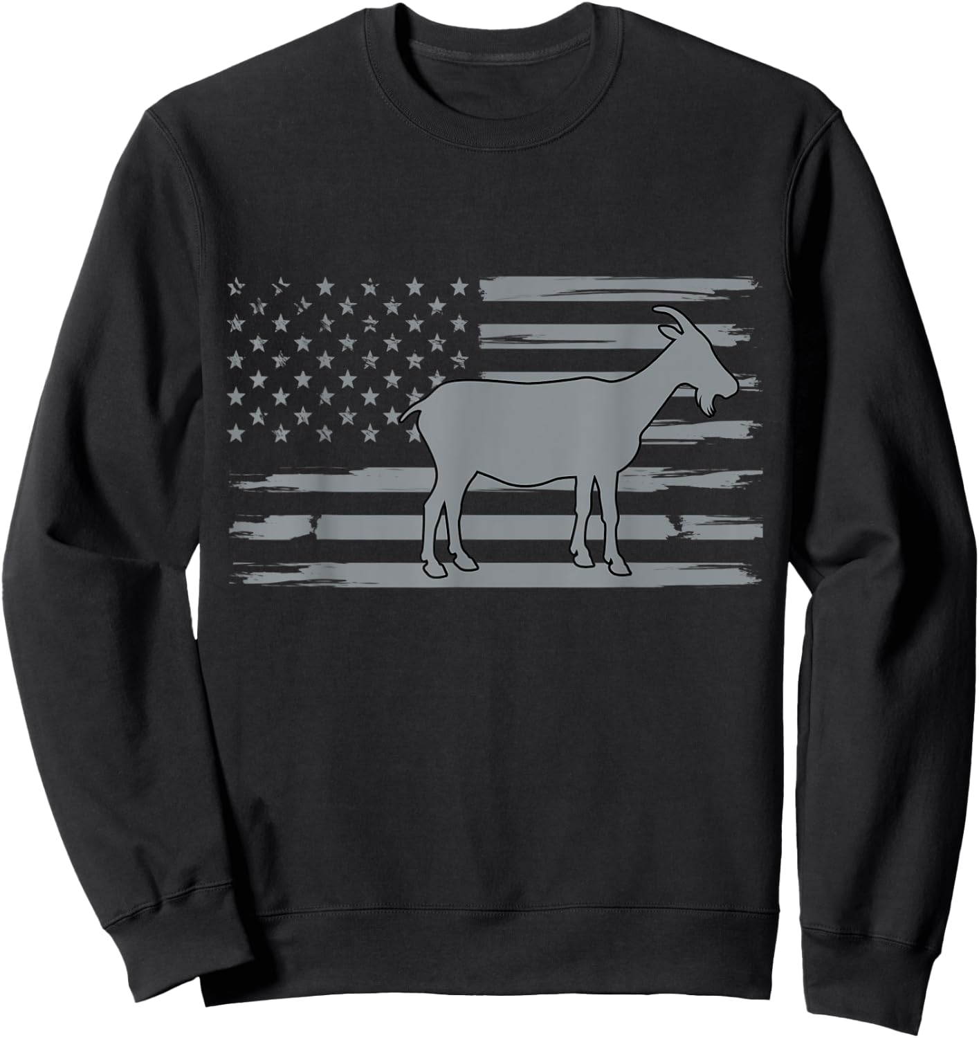 Goat USA American Flag Funny Goat Lover Owner Men Women Kids Sweatshirt - Sweatshirt | Black