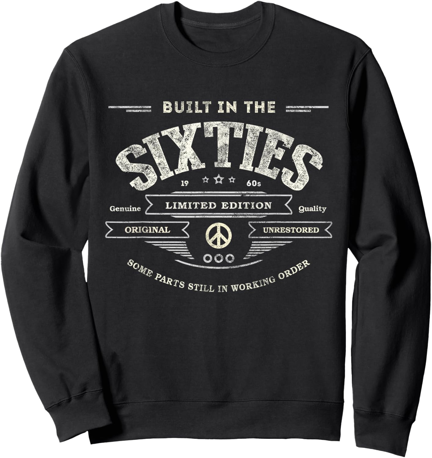 Vintage BUILT IN THE SIXTIES Funny 1965 Original Unrestored Sweatshirt - Sweatshirt | Black