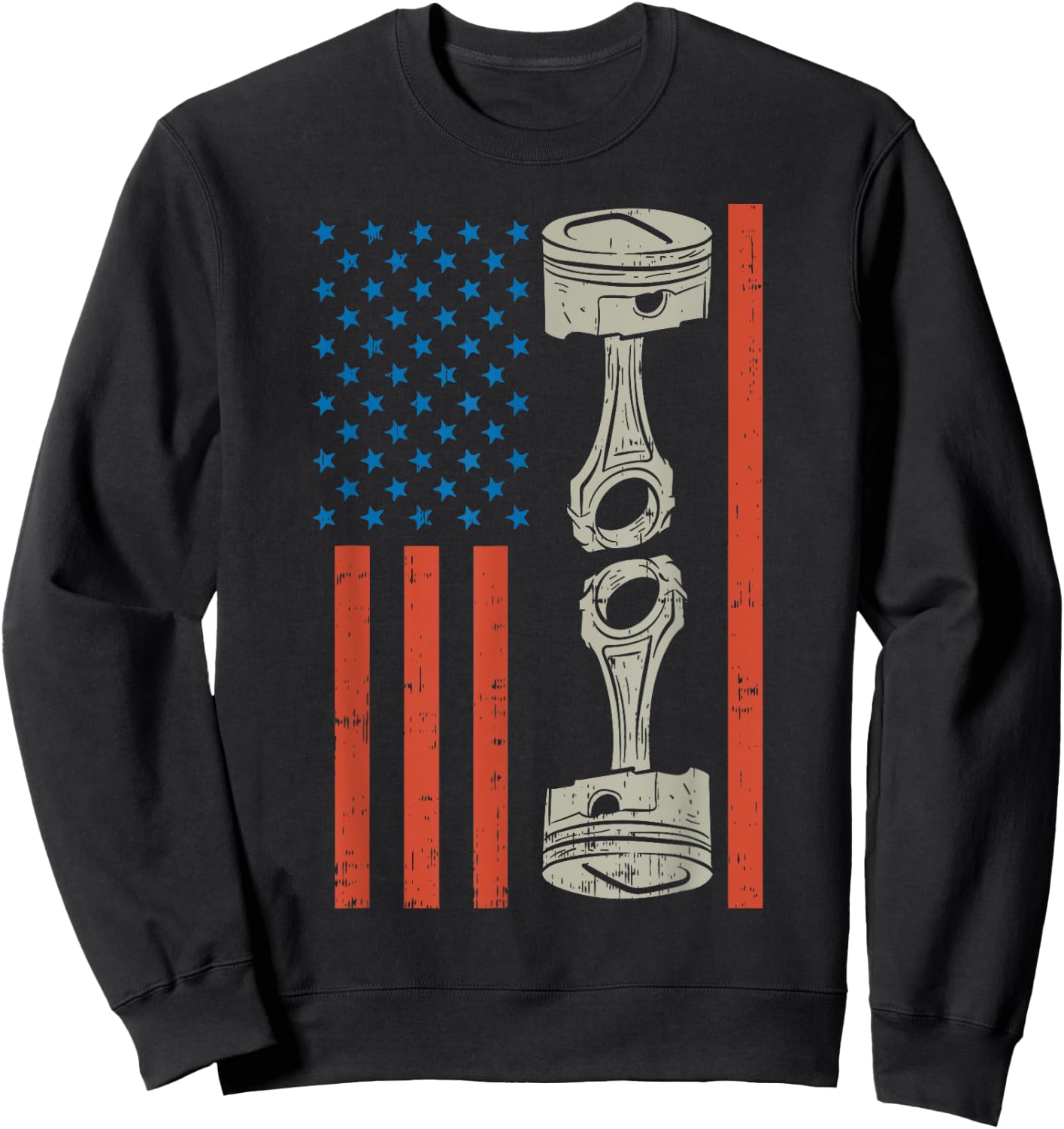 American US Flag Piston Racing Race Car Driver Racer Gift Sweatshirt - Sweatshirt | Black