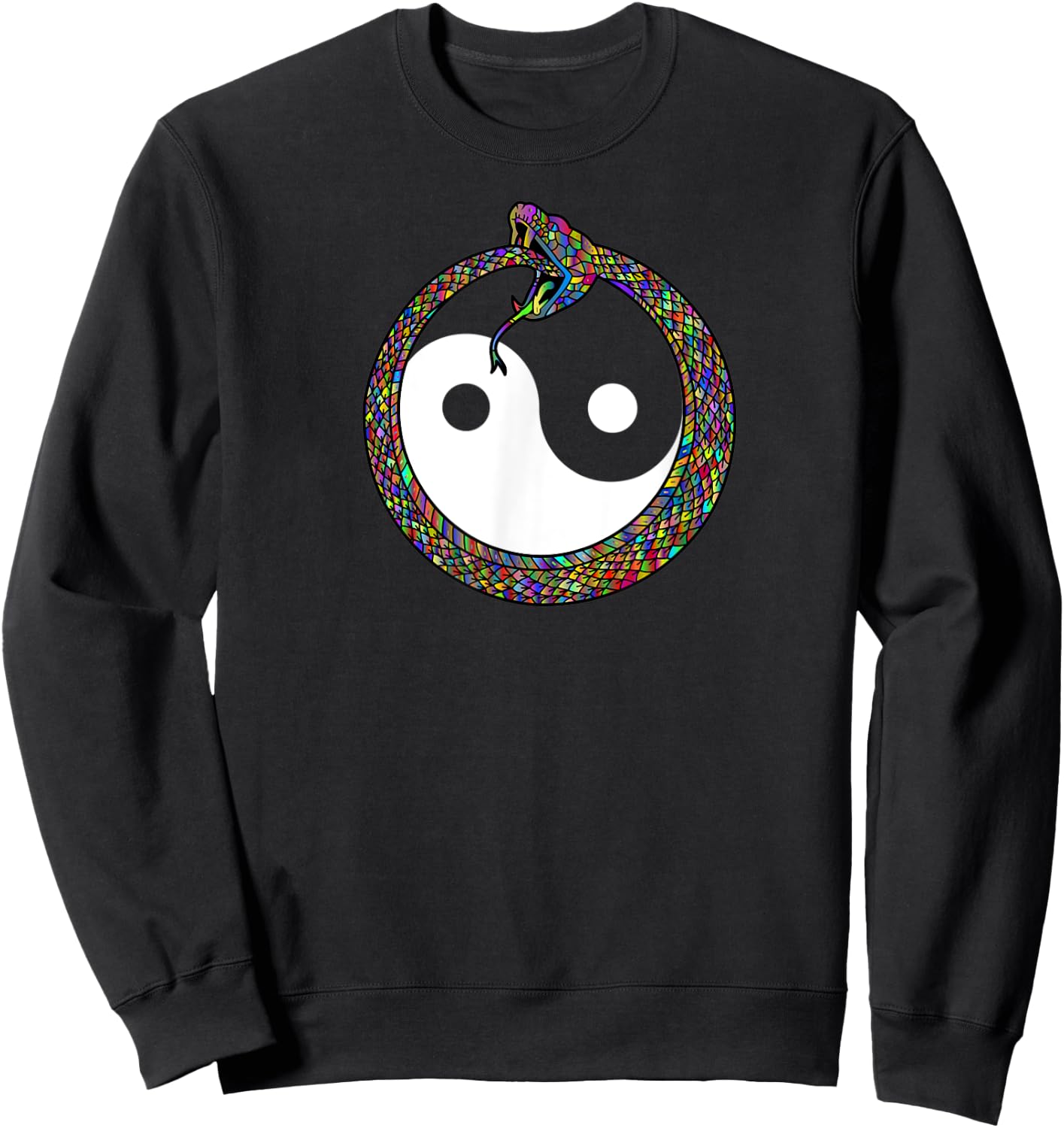 Ouroboros Yin Yang Rainbow Snake Feng Shui Ying Yang Taoism Sweatshirt - Sweatshirt | Black