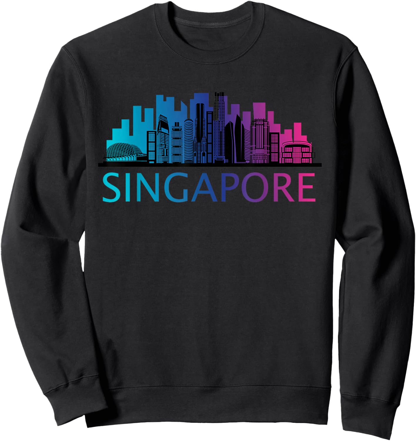 Singapore Outfit Singapore Travel -Adults Black Small Classic Fit Modern Graphic Sports Short Sleeve Sweatshirt - Sweatshirt | Black