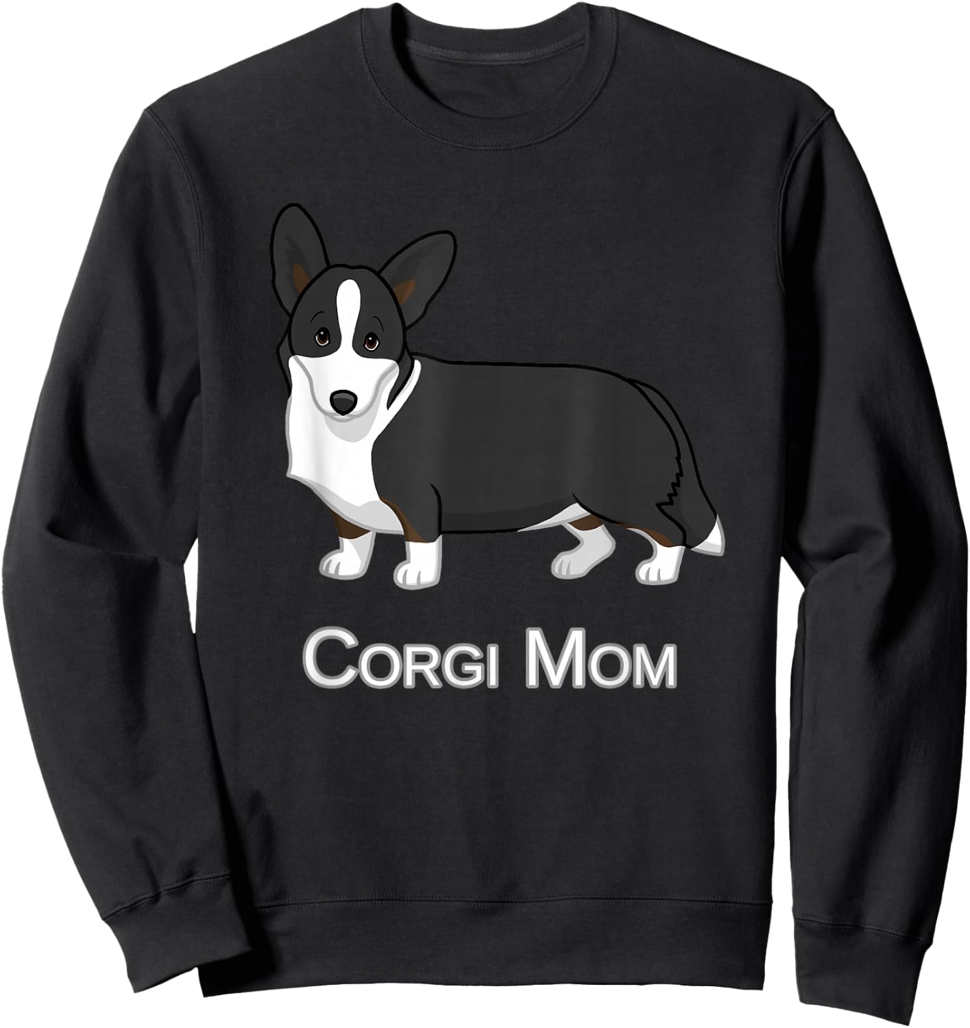 Cute Black Cardigan Welsh Corgi Mom Dog Lover Sweatshirt - Sweatshirt | Black