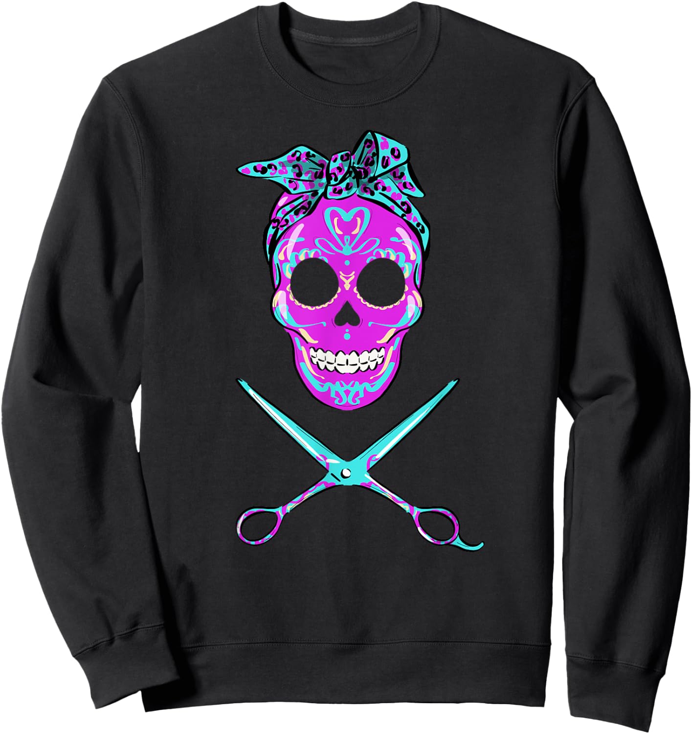 Vintage Sugar Skull Hair Stylist Funny hairstylist Sweatshirt - Sweatshirt | Black
